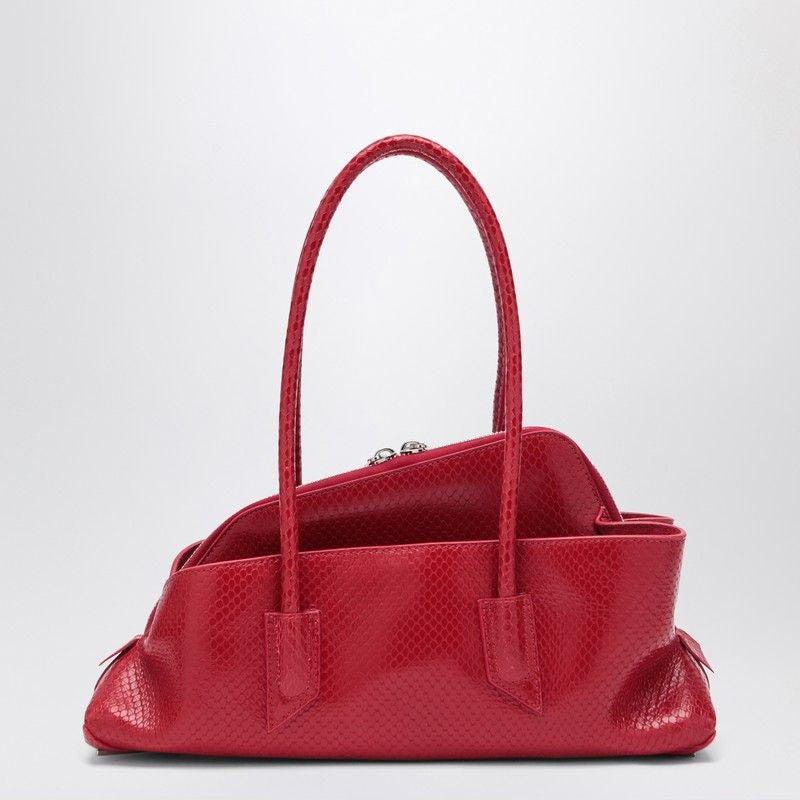 THE ATTICO Mini Red Python-Printed Leather Handbag