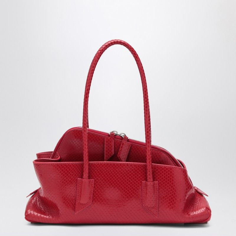 THE ATTICO Mini Red Python-Printed Leather Handbag