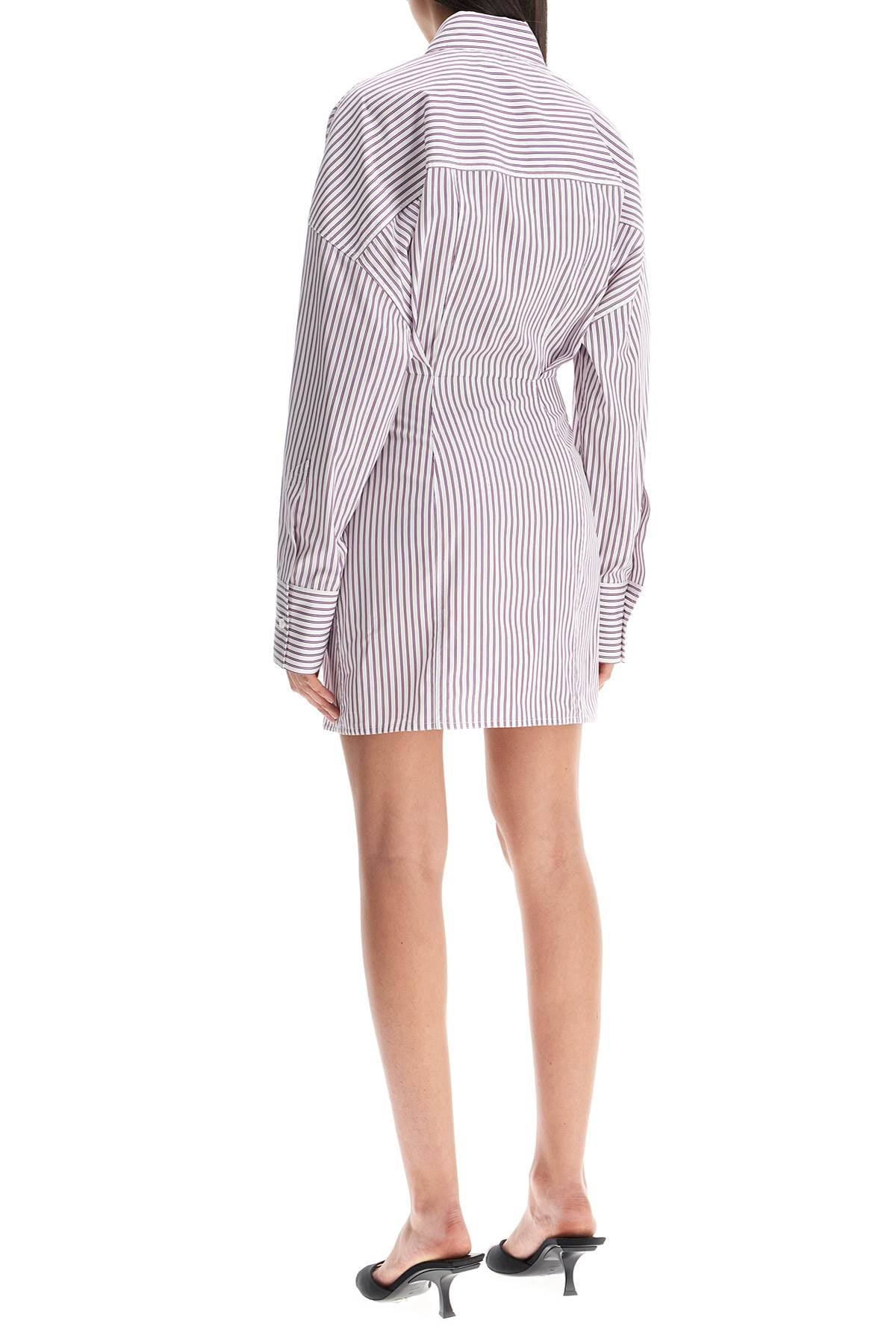 THE ATTICO Front Pocket Striped Mini Shirtdress