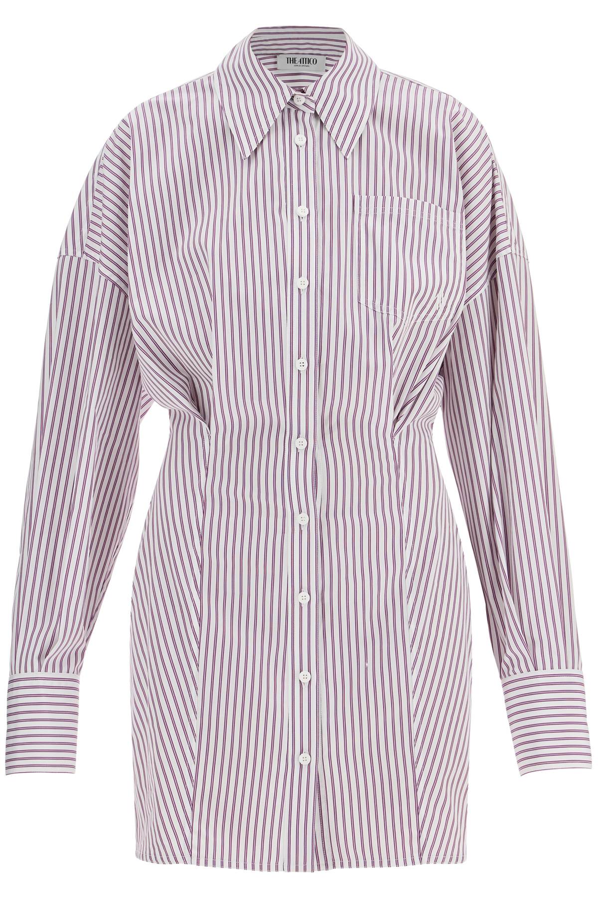 THE ATTICO Front Pocket Striped Mini Shirtdress