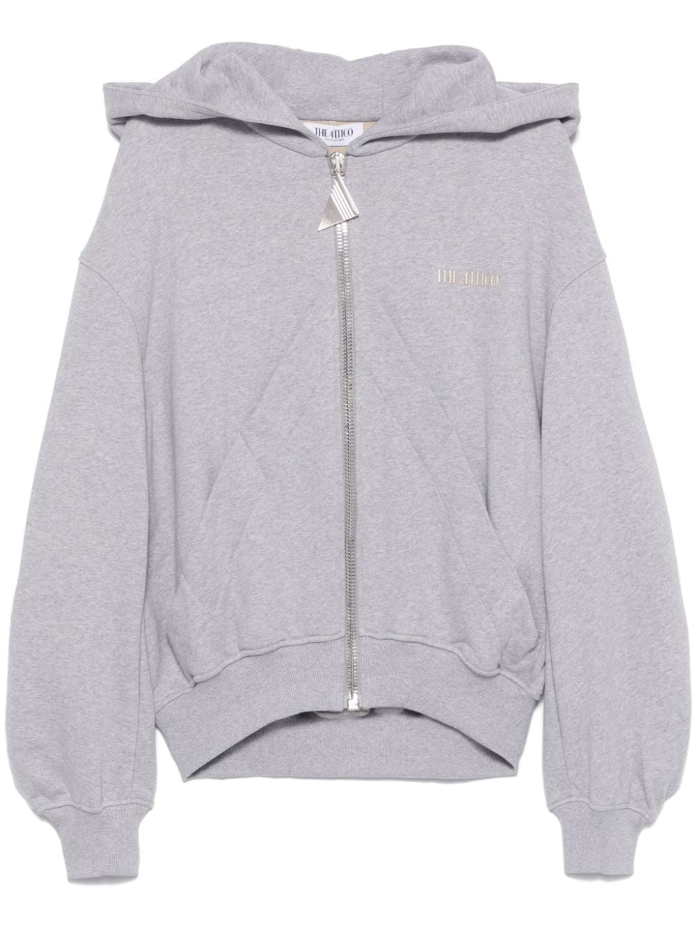 THE ATTICO Cozy Cotton Blend Sweater with Front Zip and Classic Hood