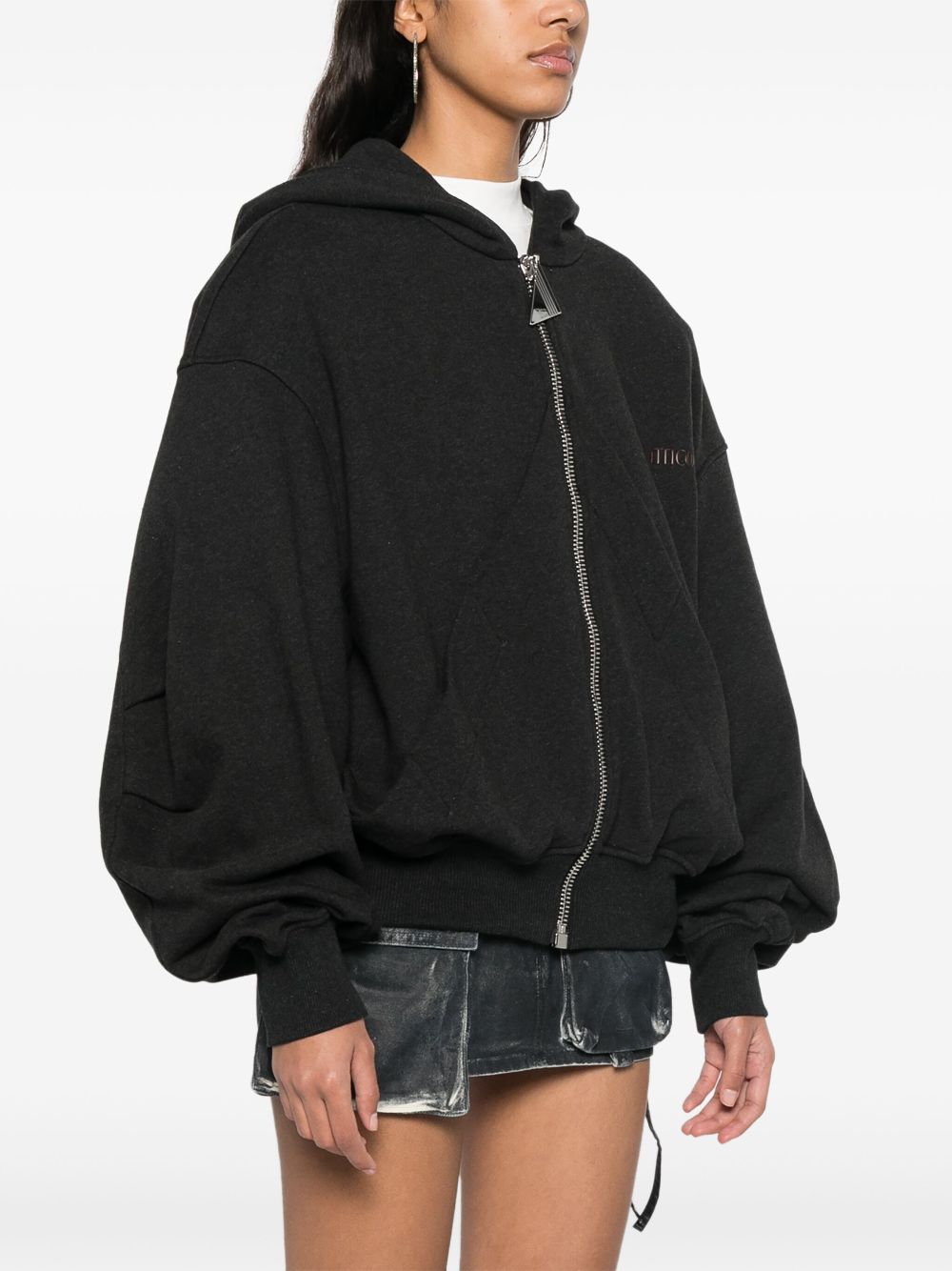 THE ATTICO COTTON BLEND STYLISH SWEATER WITH FRONT ZIP