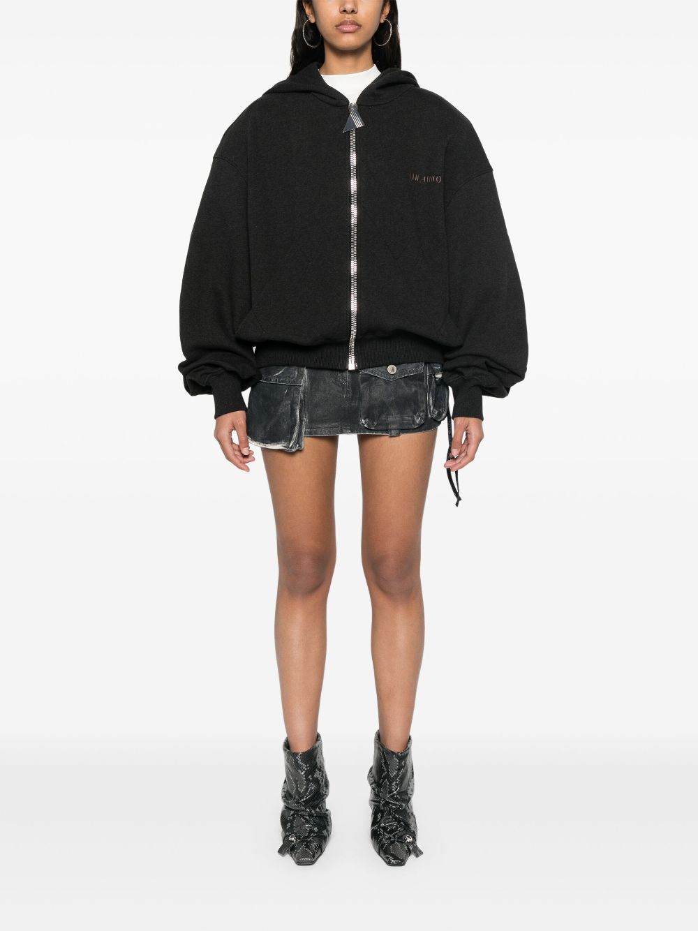 THE ATTICO COTTON BLEND STYLISH SWEATER WITH FRONT ZIP