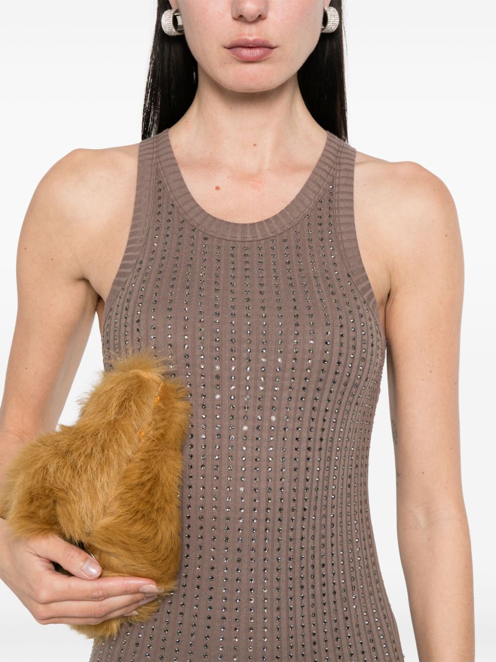 THE ATTICO Elegant Sleeveless Dress with Rhinestone Embellishment