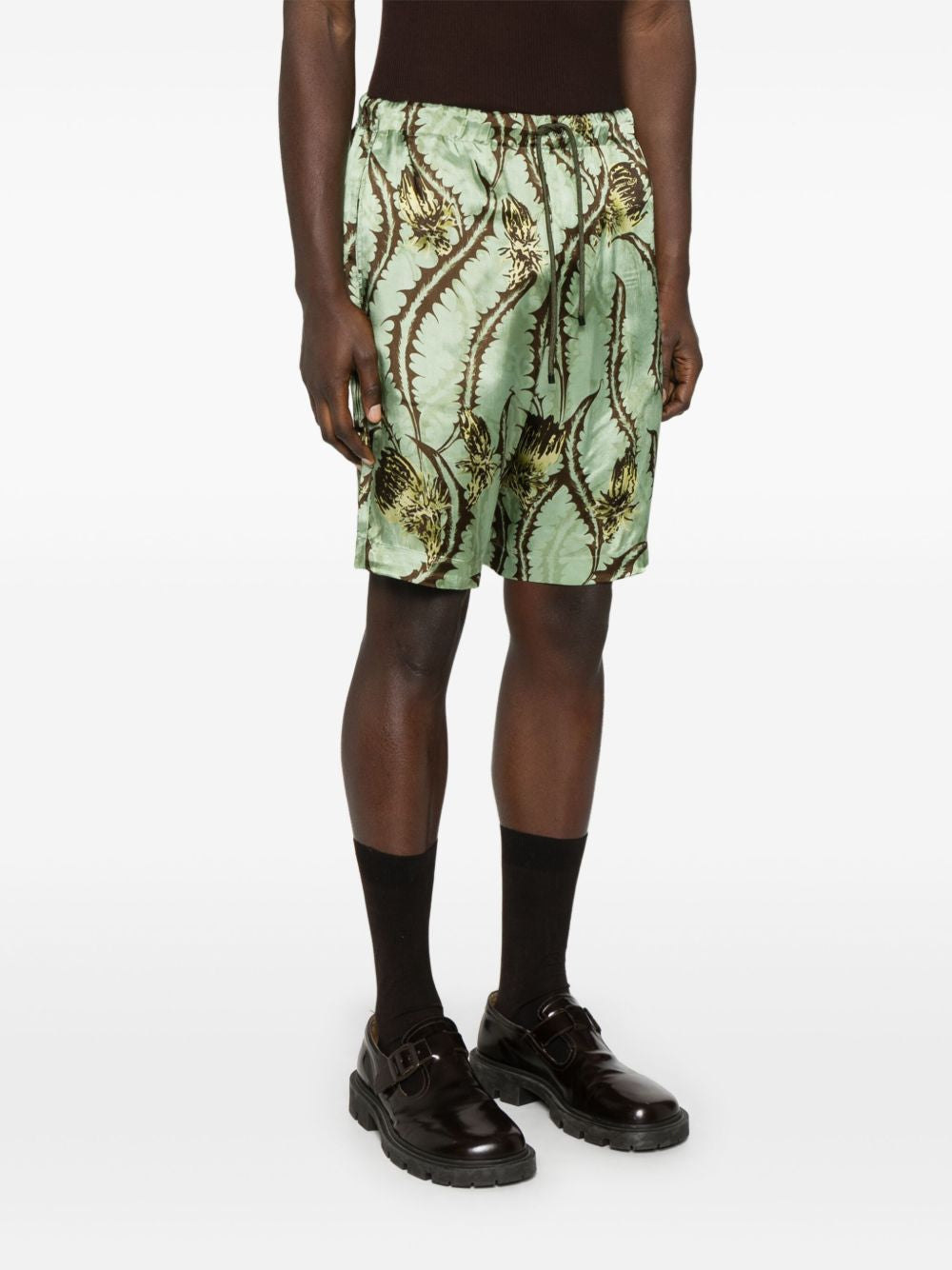 DRIES VAN NOTEN Thistle Print Mini Shorts for Men