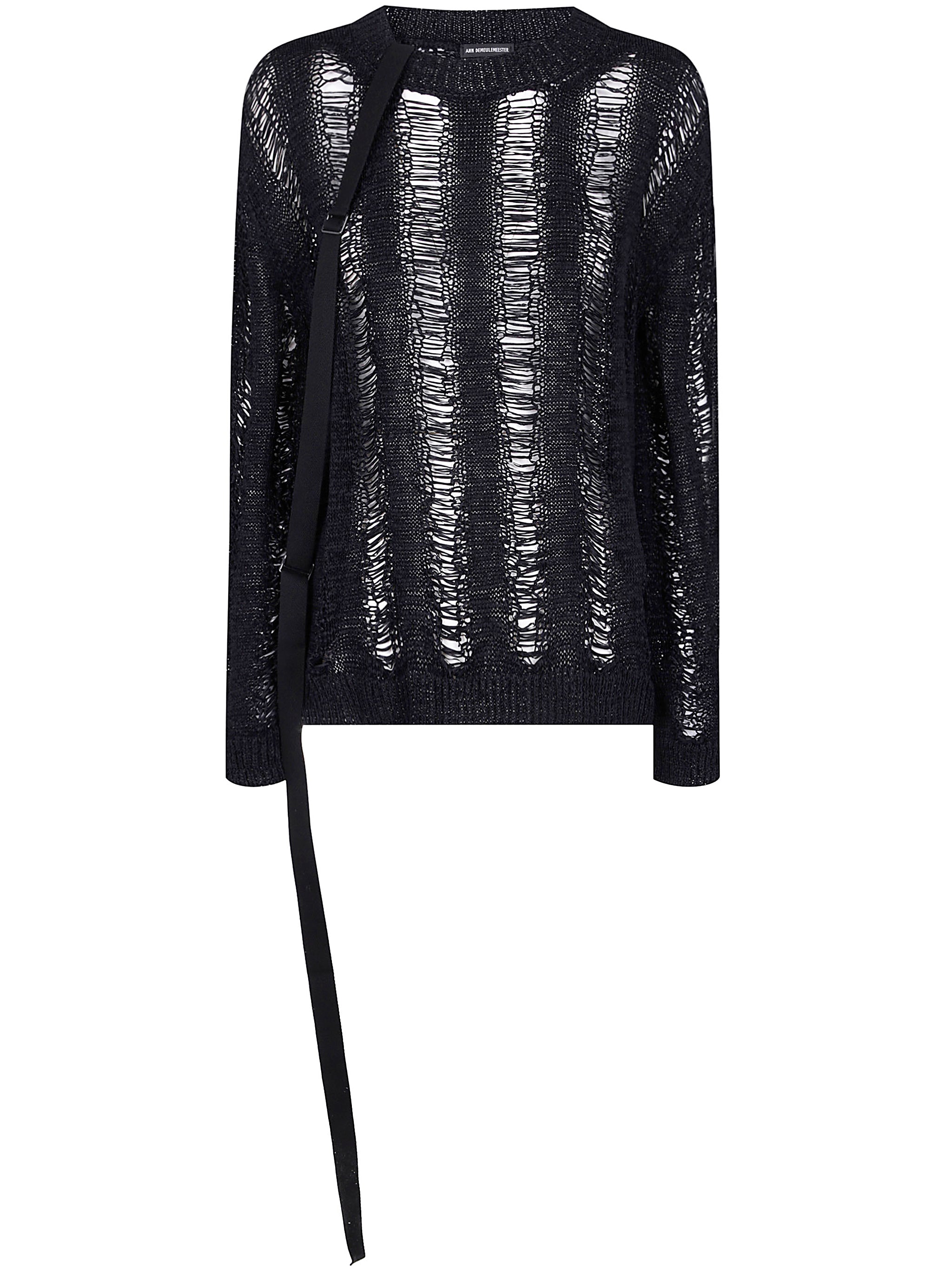 ANN DEMEULEMEESTER Oversized Boat Neck Shirt with Ladder Stitch Detail