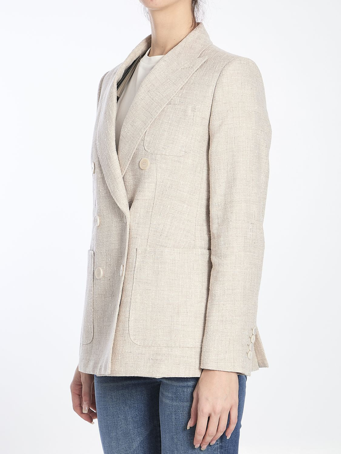 MAX MARA Double-Breasted Linen Blend Jacket - Size 42