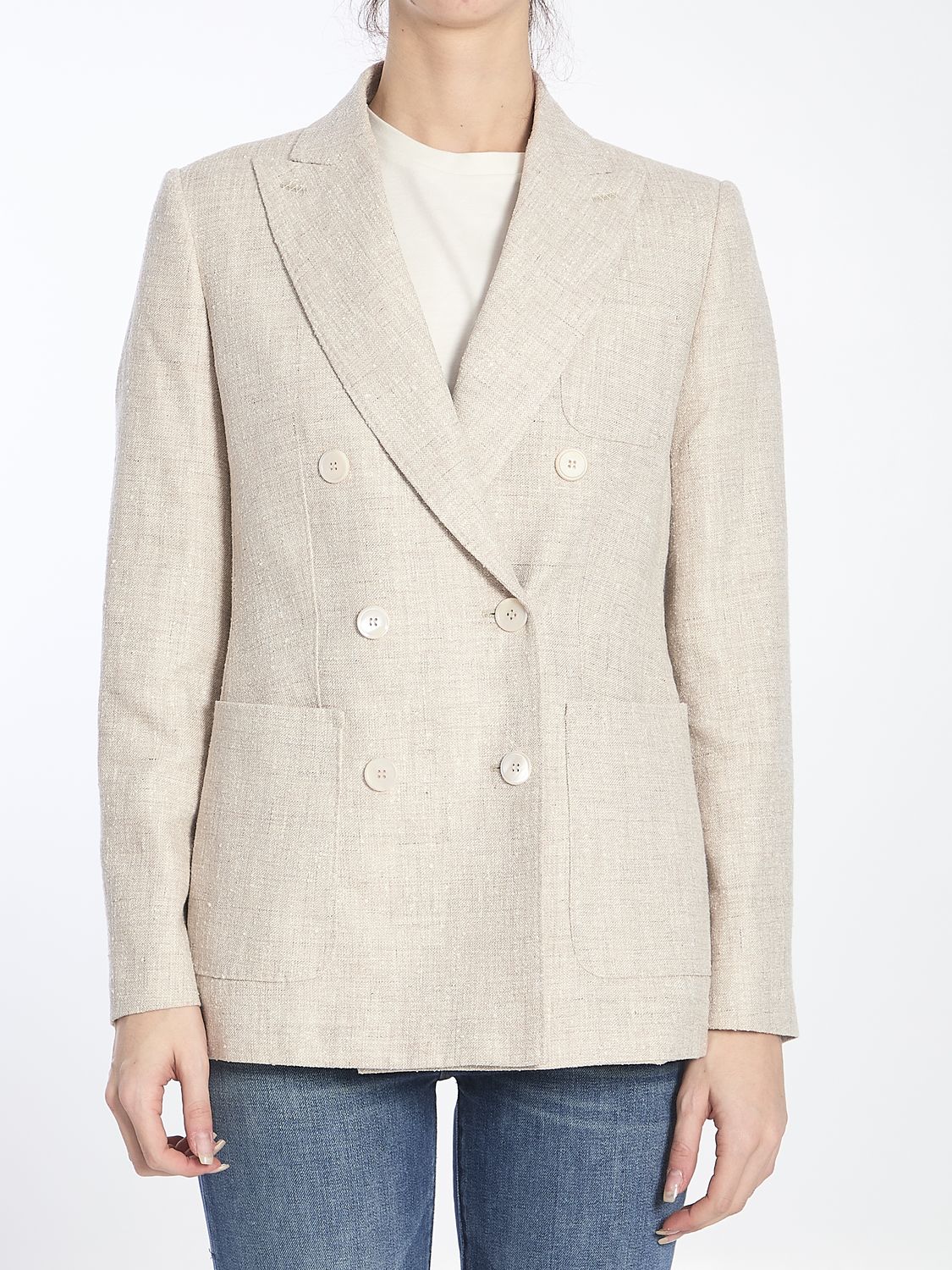 MAX MARA Double-Breasted Linen Blend Jacket - Size 42