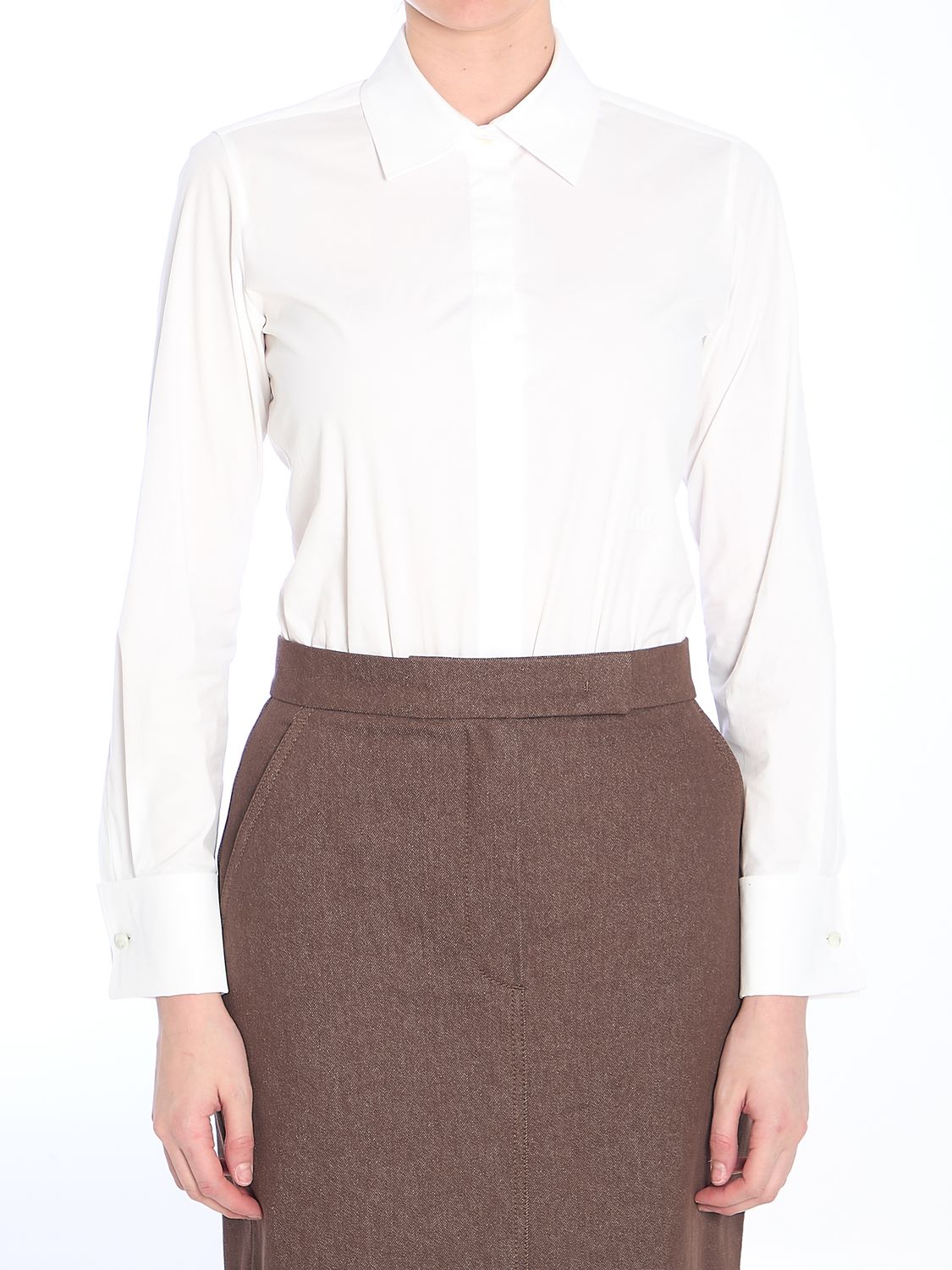 MAX MARA Elegant Bodysuit Shirt with Sheer Detailing - Women's Size IT 40