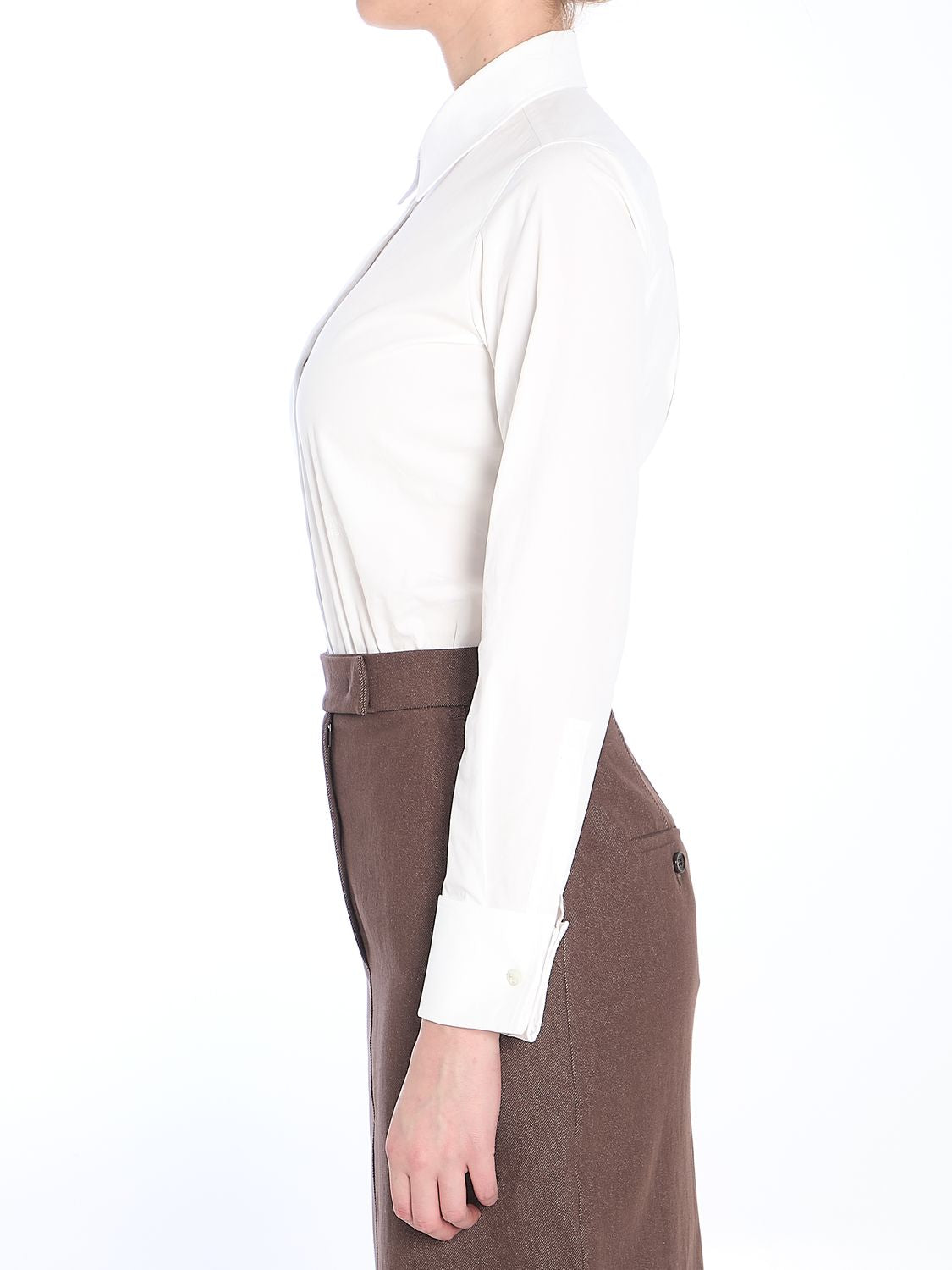 MAX MARA Elegant Bodysuit Shirt with Sheer Detailing - Women's Size IT 40