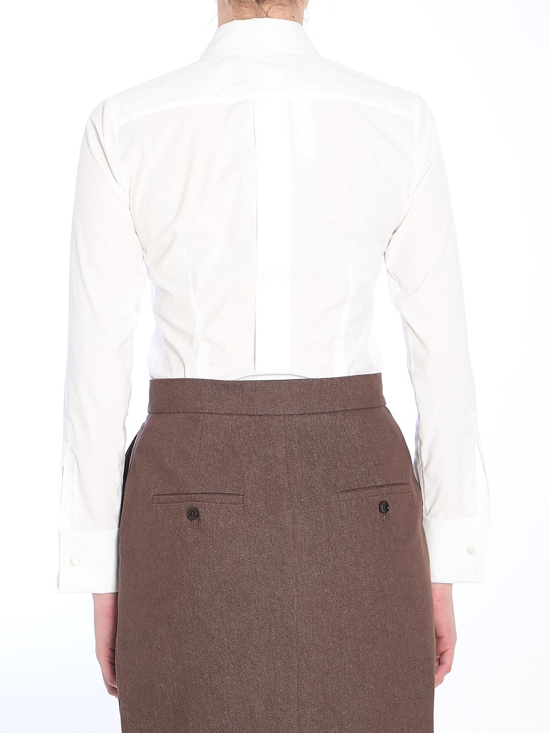 MAX MARA Elegant Bodysuit Shirt with Sheer Detailing - Women's Size IT 40