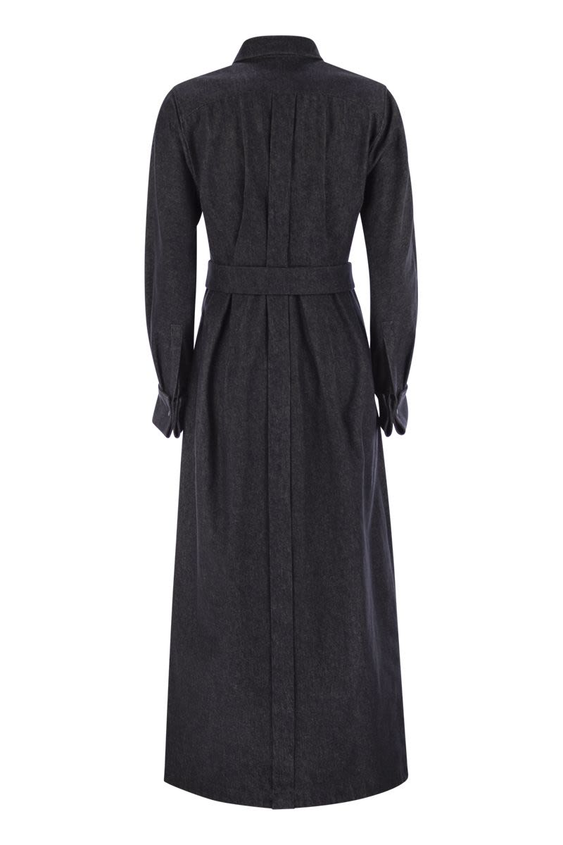MAX MARA Denim-Effect Chemise Dress with Cut-Out Waist