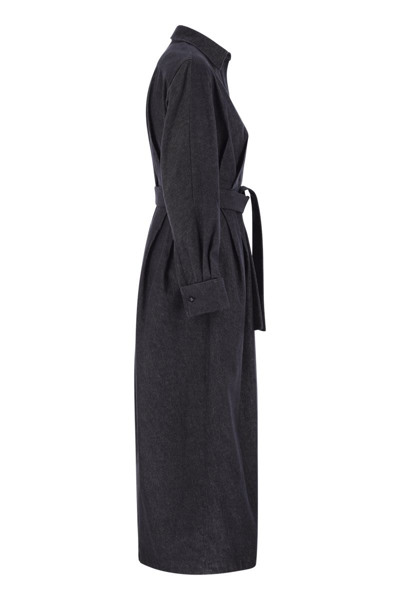 MAX MARA Denim-Effect Chemise Dress with Cut-Out Waist