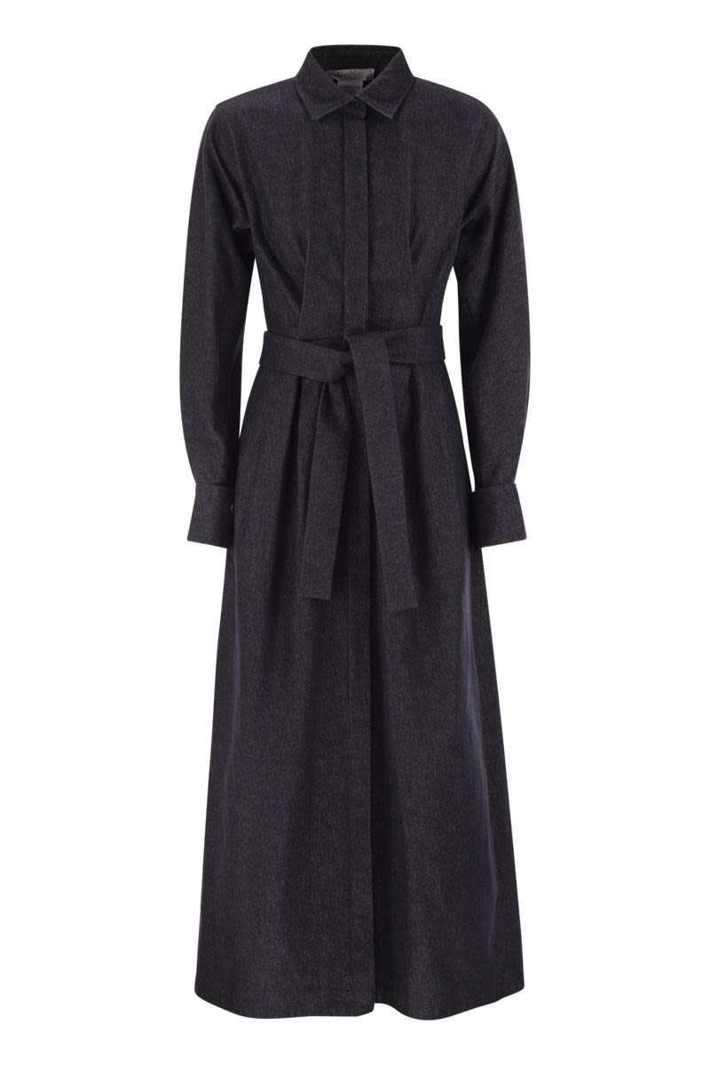 MAX MARA Denim-Effect Chemise Dress with Cut-Out Waist