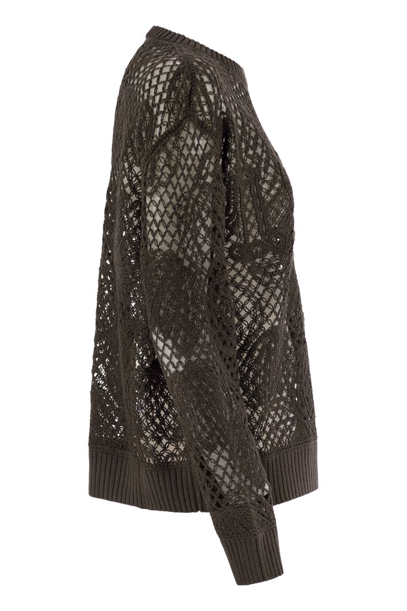 MAX MARA Embroidered Cotton Sweater with Dropped Shoulders