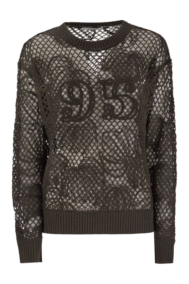 MAX MARA Embroidered Cotton Sweater with Dropped Shoulders