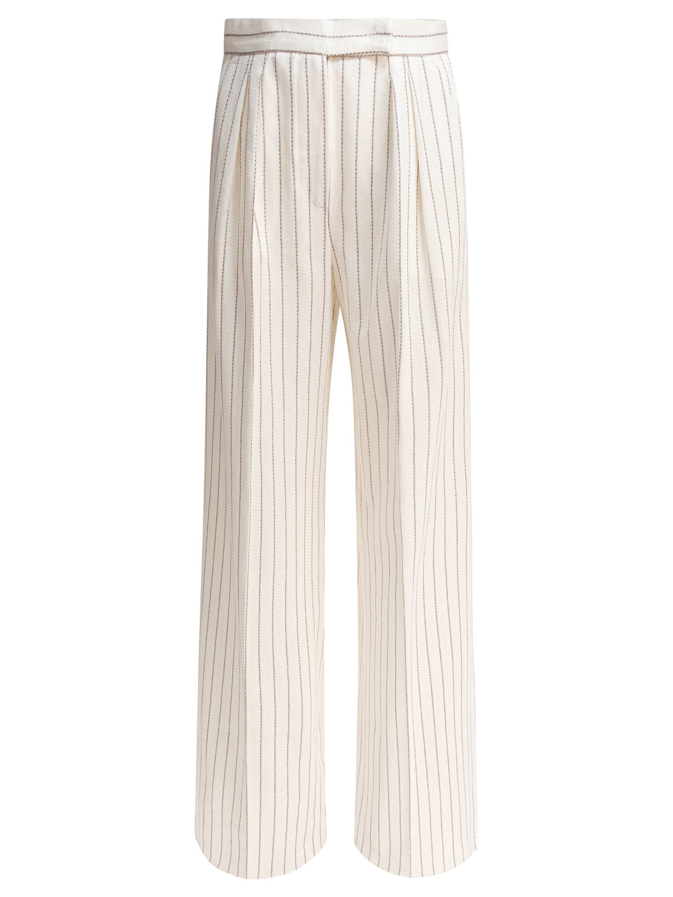 MAX MARA Elegant Wide-Leg Trousers - High Rise & Pinstripe Design