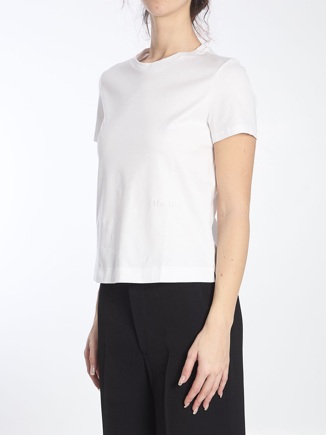 MAX MARA Embroidered Logo T-Shirt - Women's Short-Sleeved Crew Neck