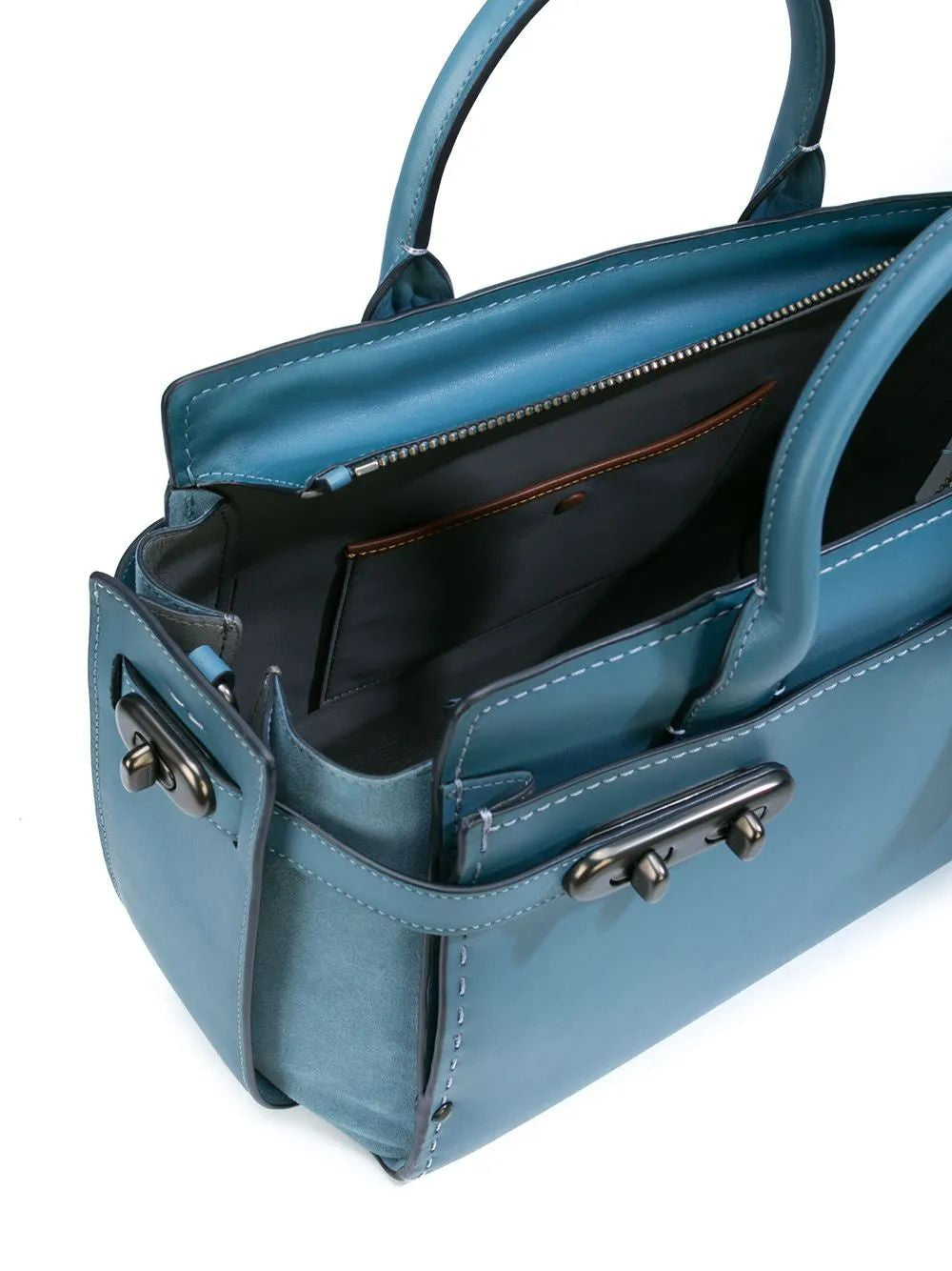 COACH Mixed Leather Double Swagger Satchel - Mini Size