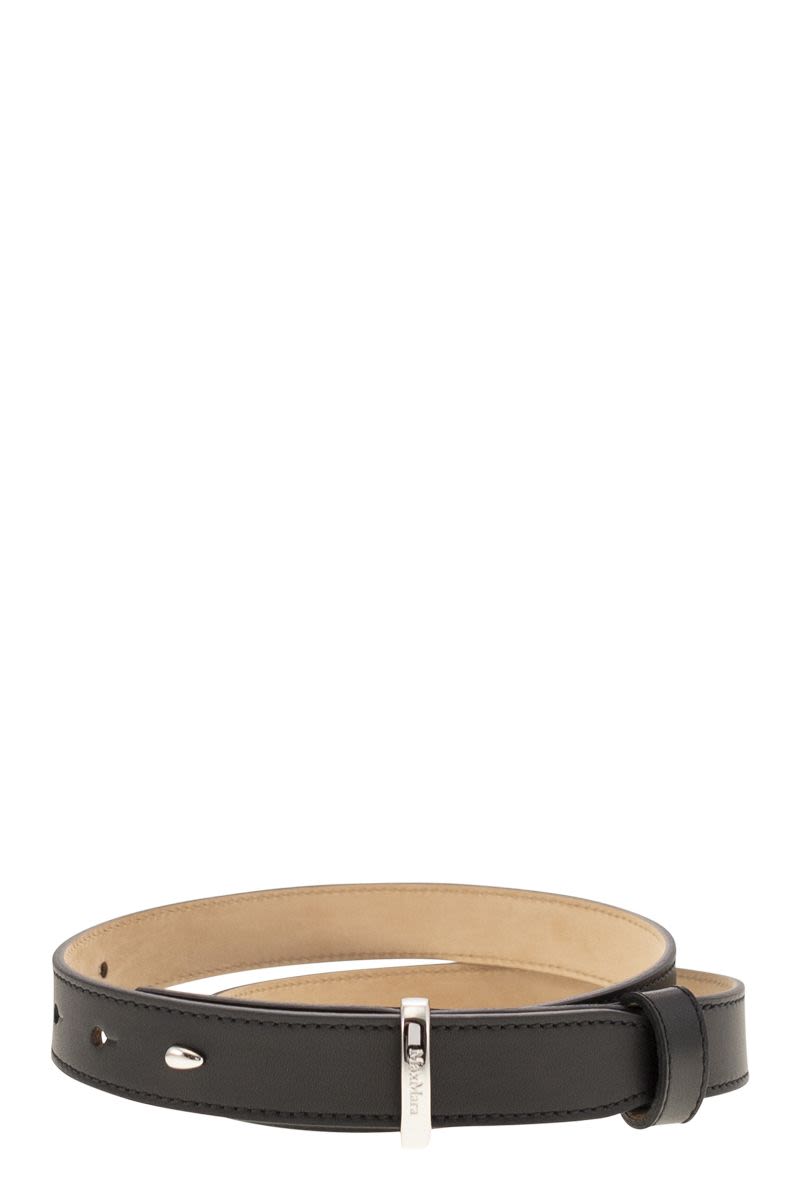 MAX MARA Leather Belt with Cufflink Fastening - Height 2.5 cm