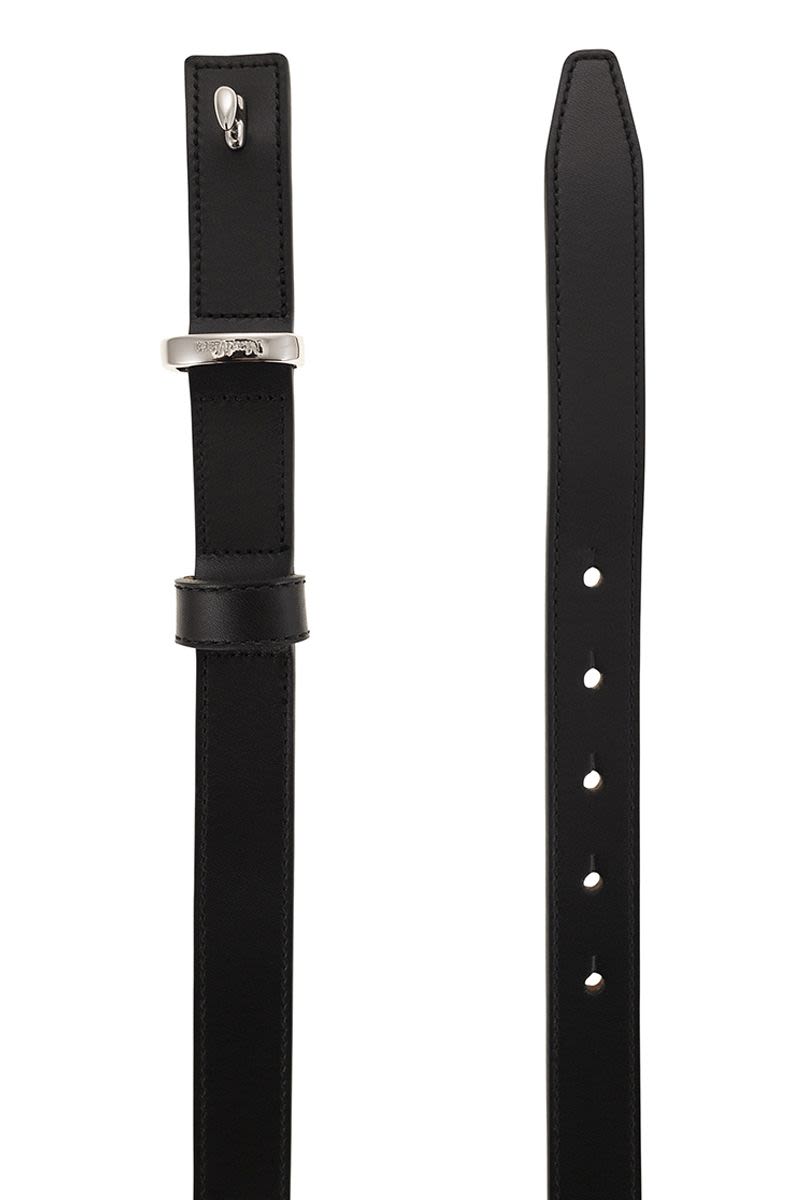 MAX MARA Leather Belt with Cufflink Fastening - Height 2.5 cm