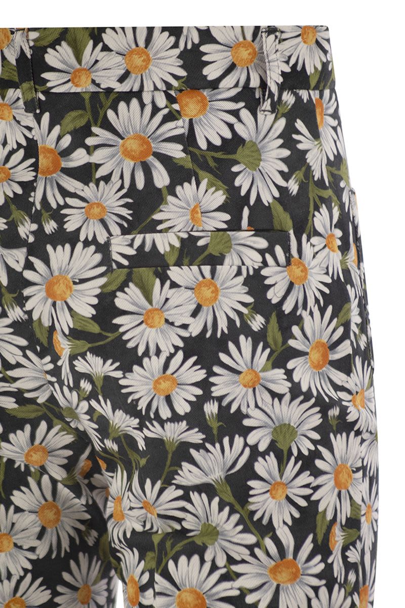 WEEKEND MAX MARA Floral Printed Stretch Cotton Pants