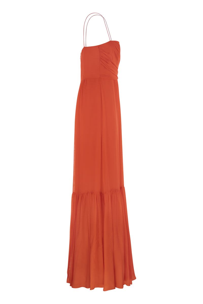 MAX MARA Draped Georgette Dress with Ruffle Skirt for Women