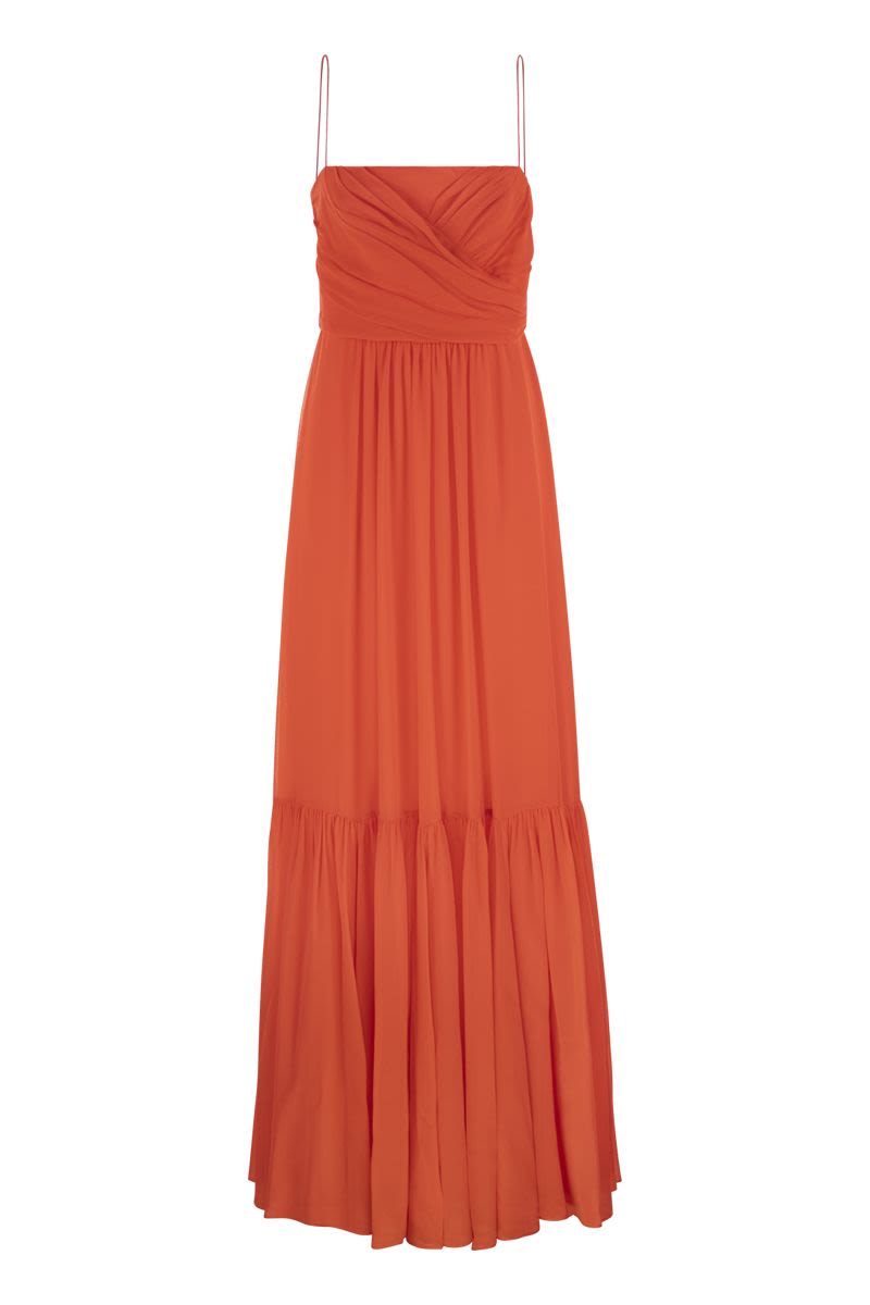 MAX MARA Draped Georgette Dress with Ruffle Skirt for Women
