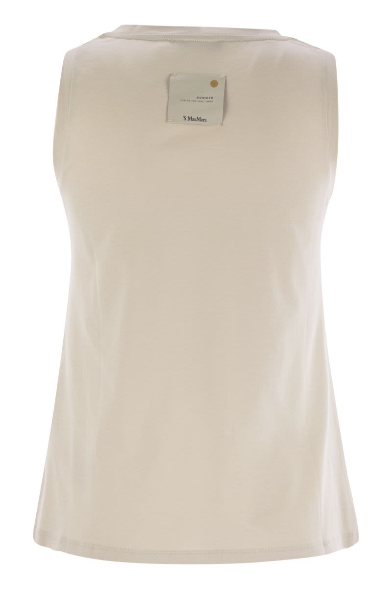 S MAX MARA Regular Fit Stretch Cotton Sleeveless Top