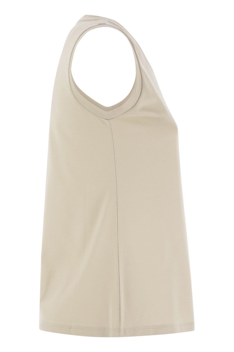 S MAX MARA Regular Fit Stretch Cotton Sleeveless Top