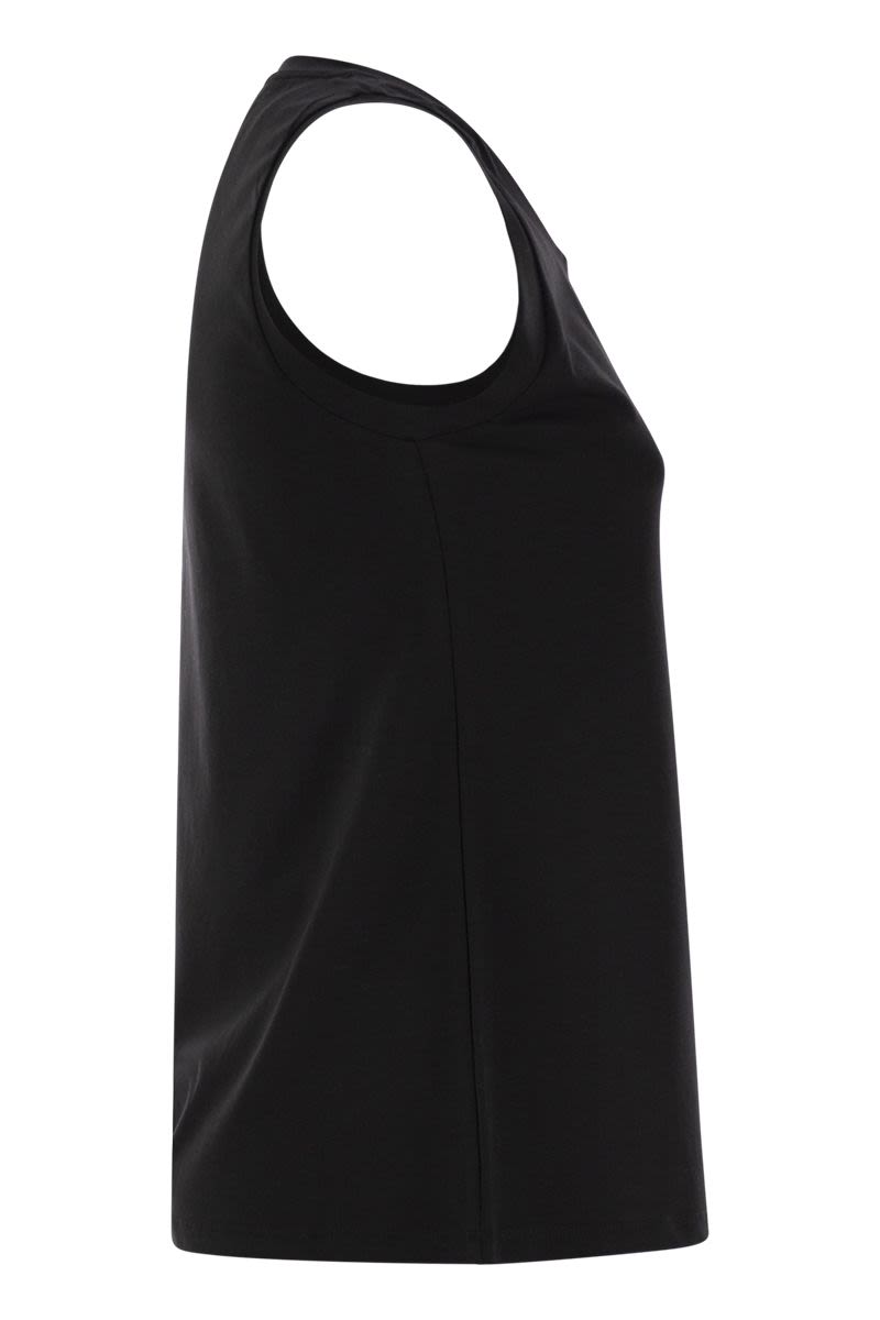 S MAX MARA Regular Fit Sleeveless Stretch Cotton Top