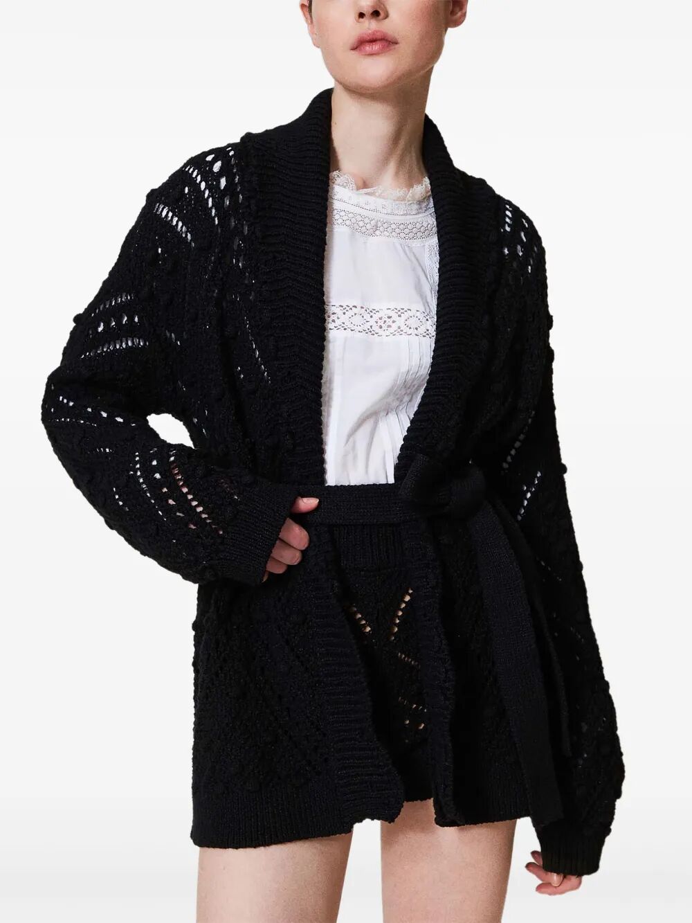 TWIN-SET Belted Knit Cardigan