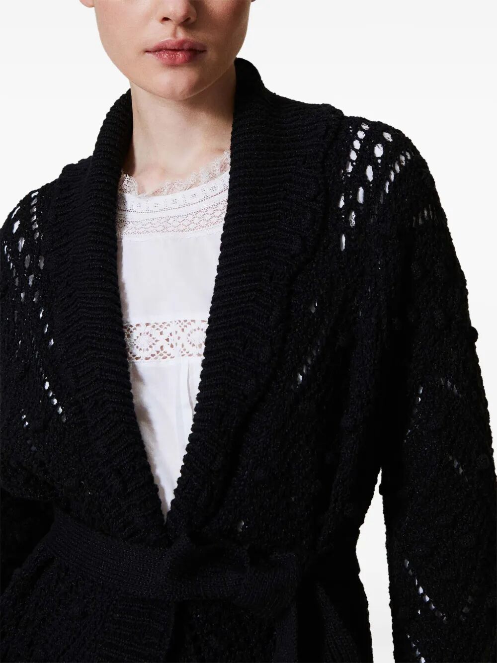 TWIN-SET Belted Knit Cardigan