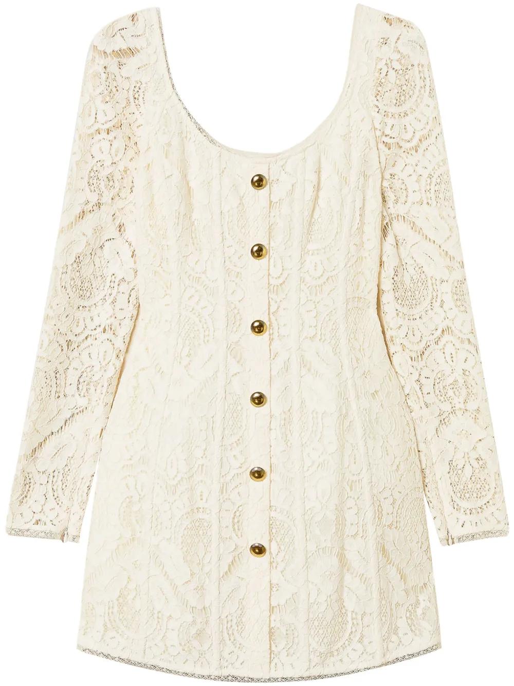 TWIN-SET Women's Boned Bodice Mini Dress with Front Button Fastening