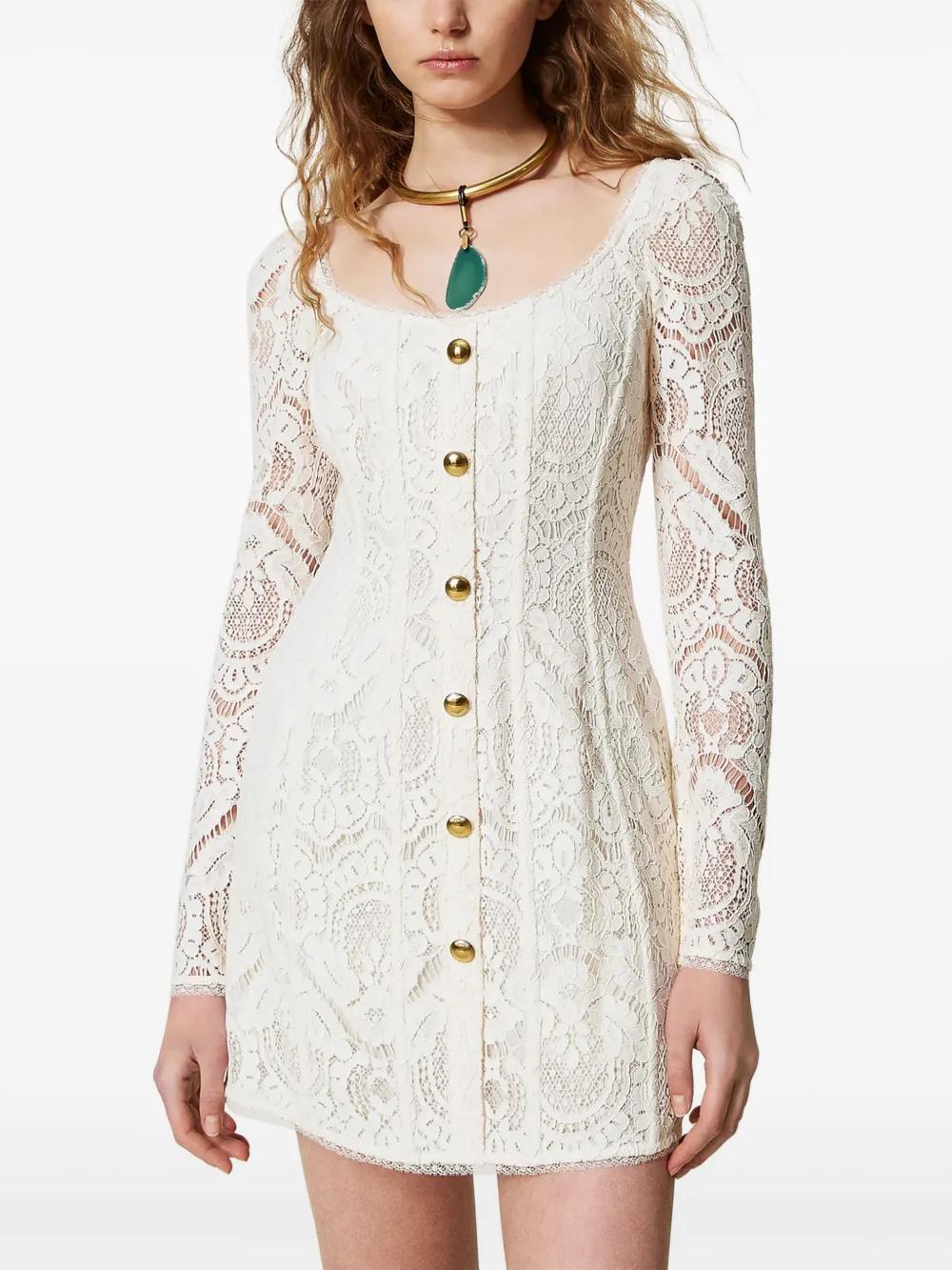 TWIN-SET Women's Boned Bodice Mini Dress with Front Button Fastening