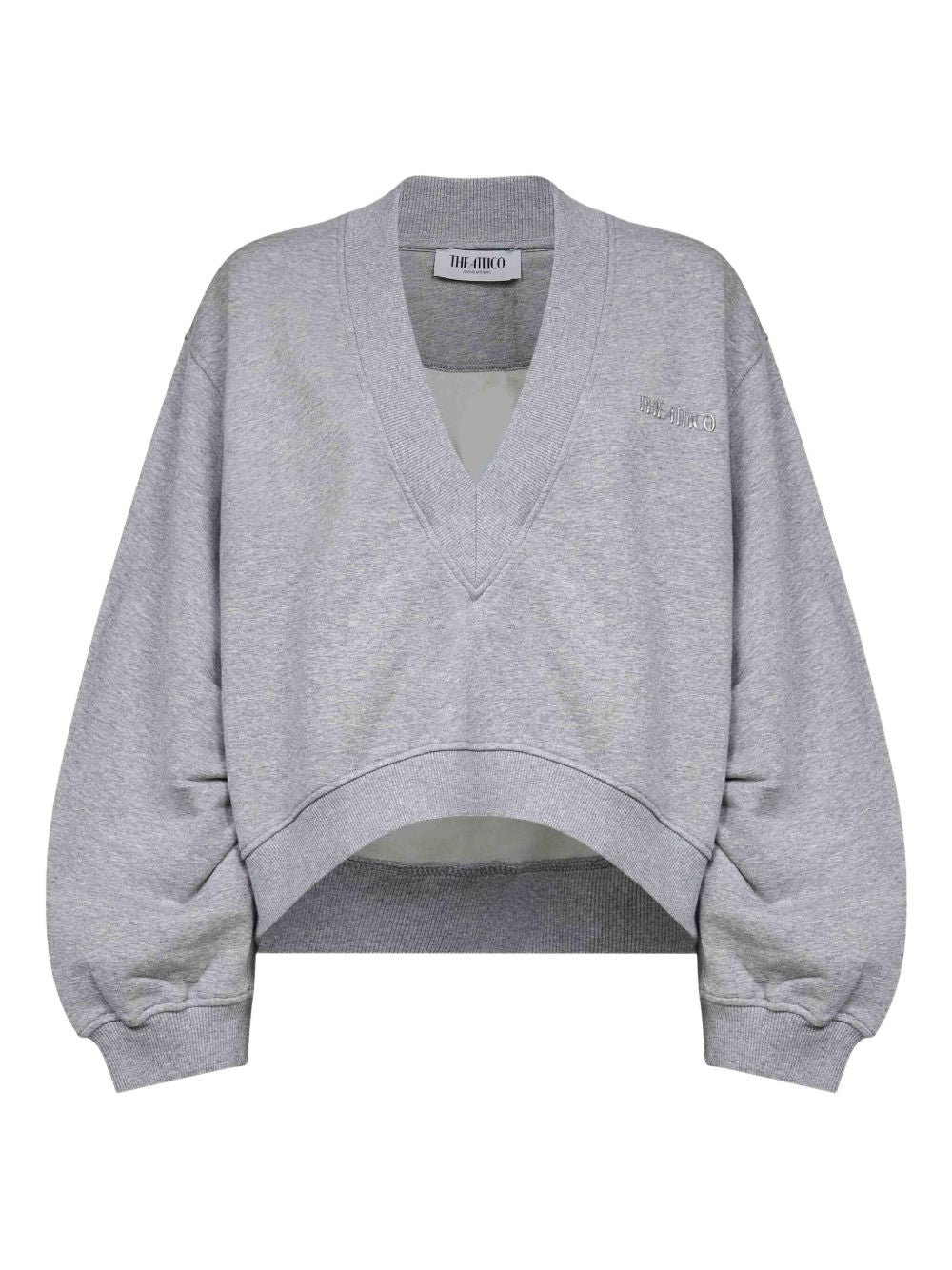 THE ATTICO Gathered Detail V-Neck Sweater with Dropped Shoulders