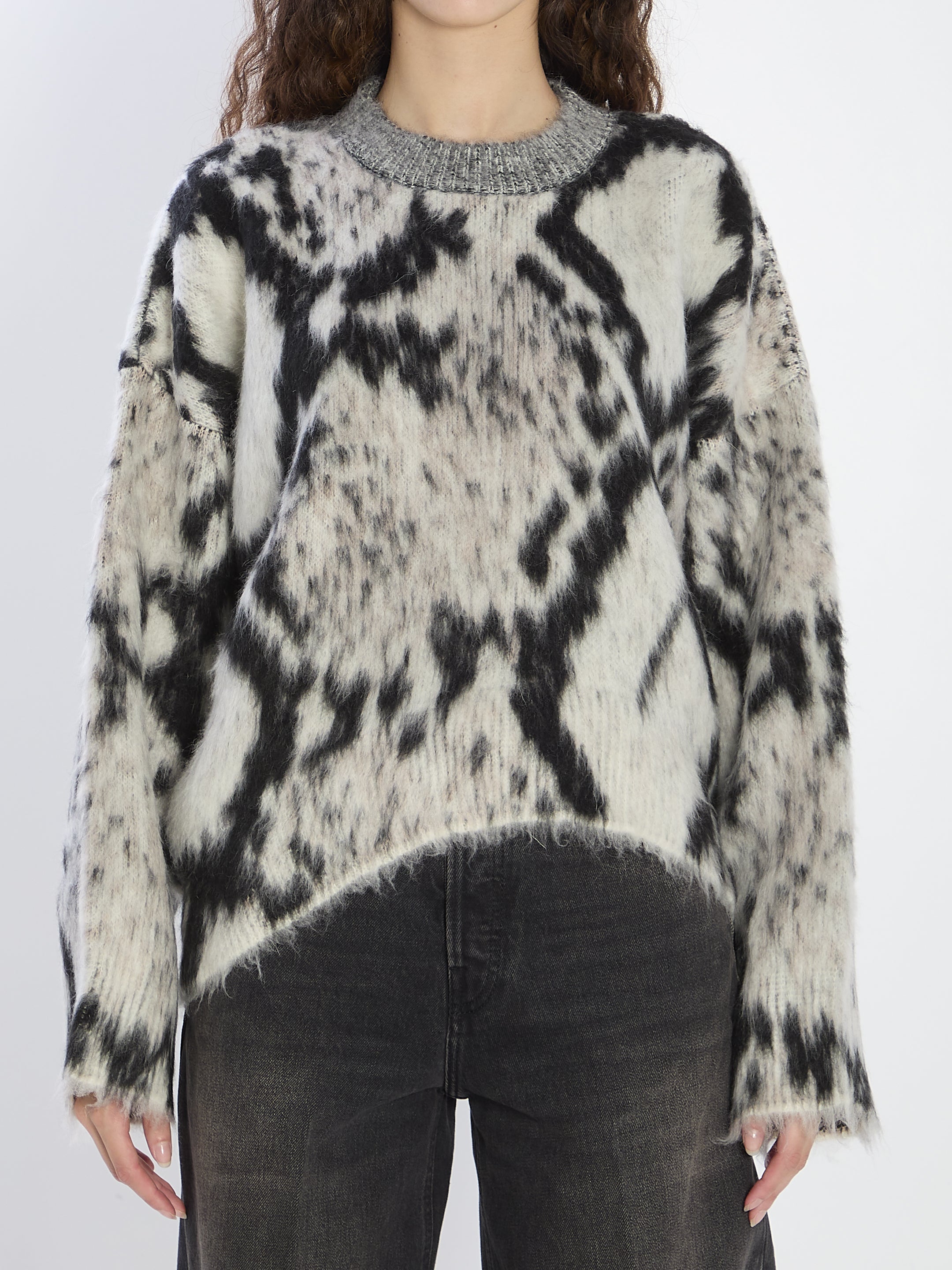 THE ATTICO Cropped Python-Print Sweater (Size 40 IT)