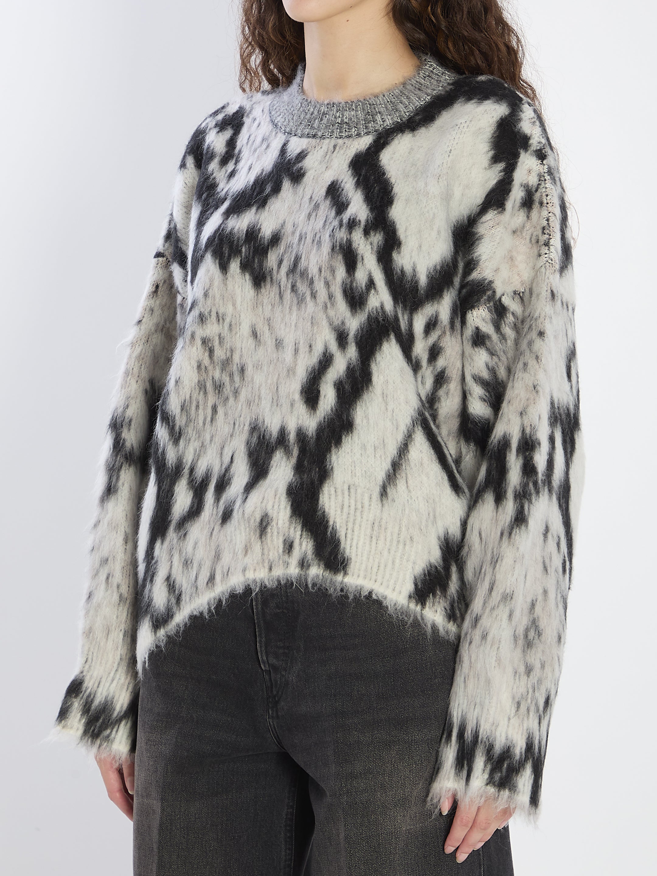 THE ATTICO Cropped Python-Print Sweater (Size 40 IT)