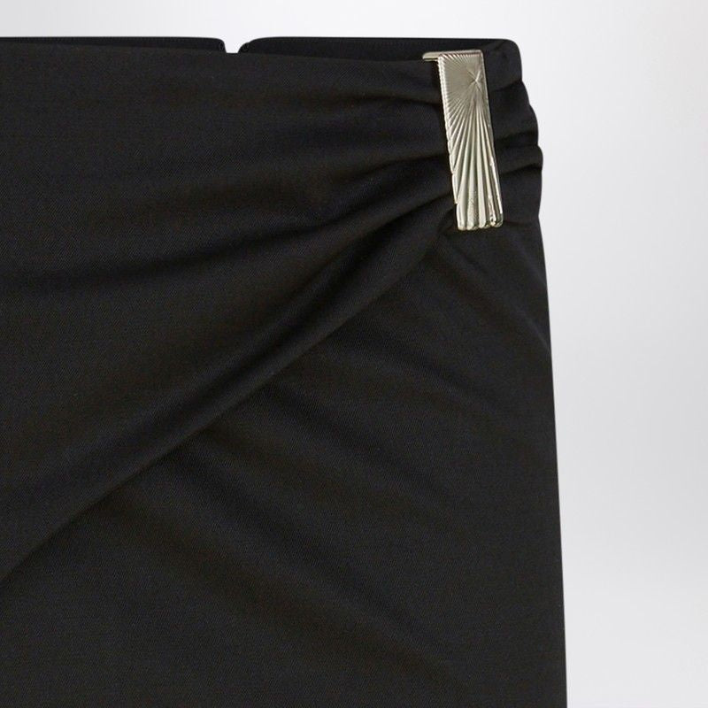 THE ATTICO Essential Black Wool Mini Skirt