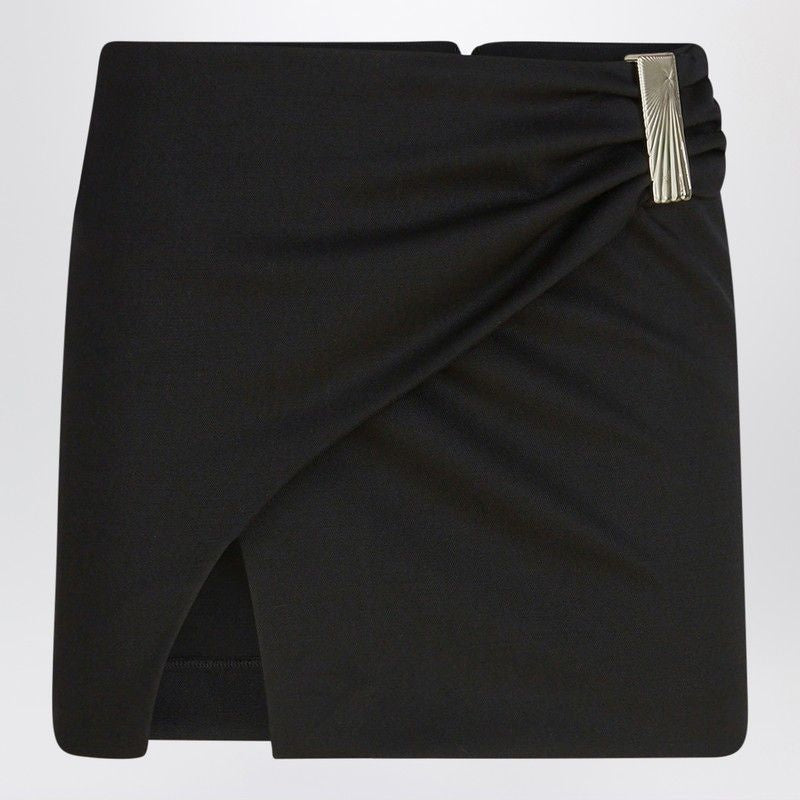 THE ATTICO Essential Black Wool Mini Skirt