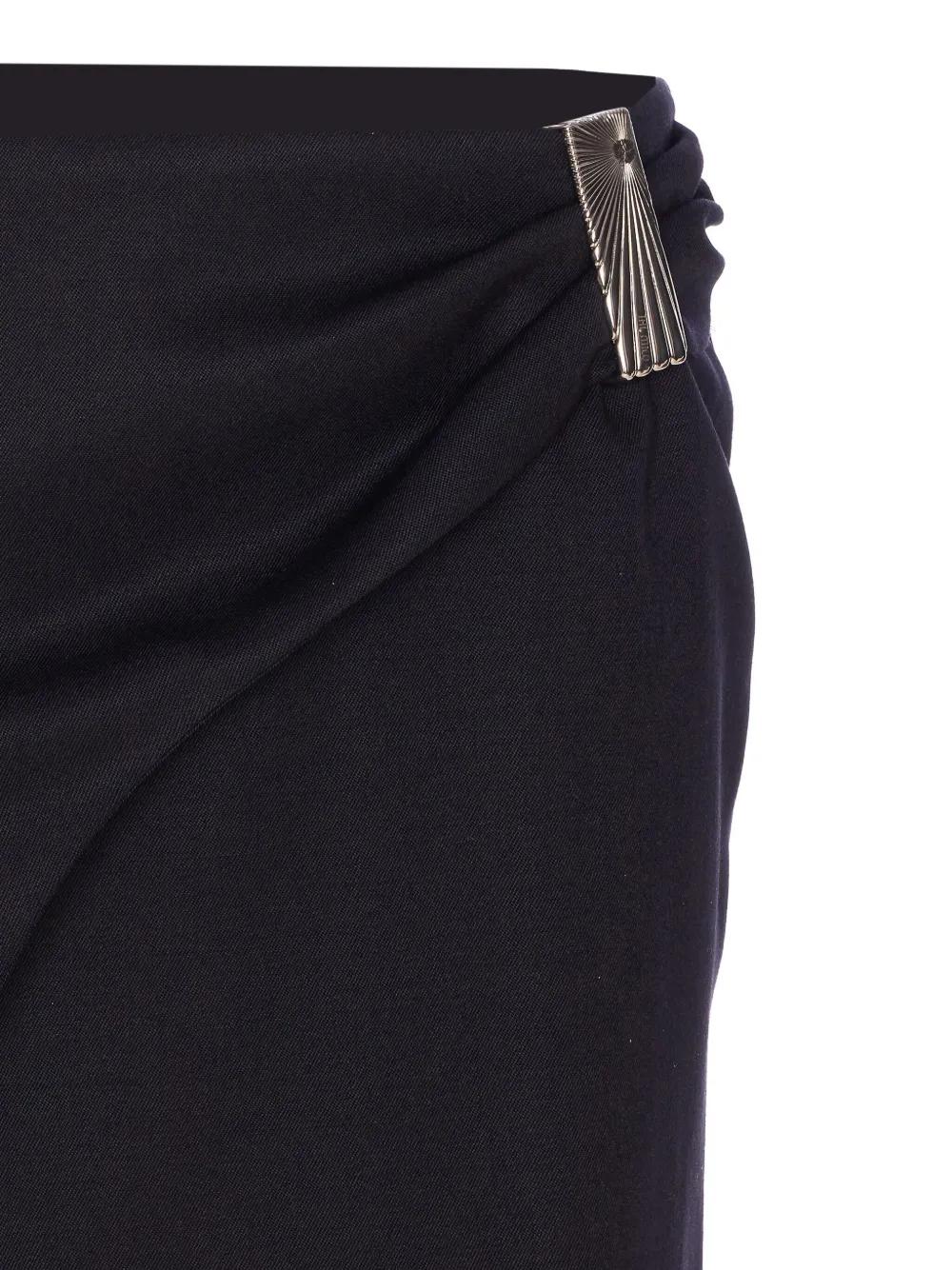 THE ATTICO Draped Mini Skirt with Plaque Embellishment