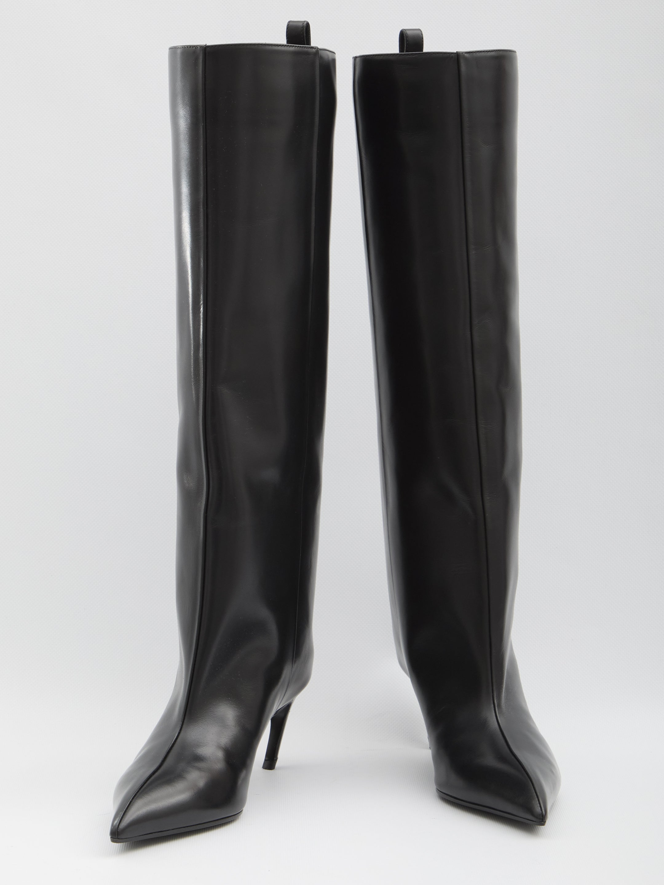 THE ATTICO Pointed Design Boots with Curved Heel - 6.5 cm Heels