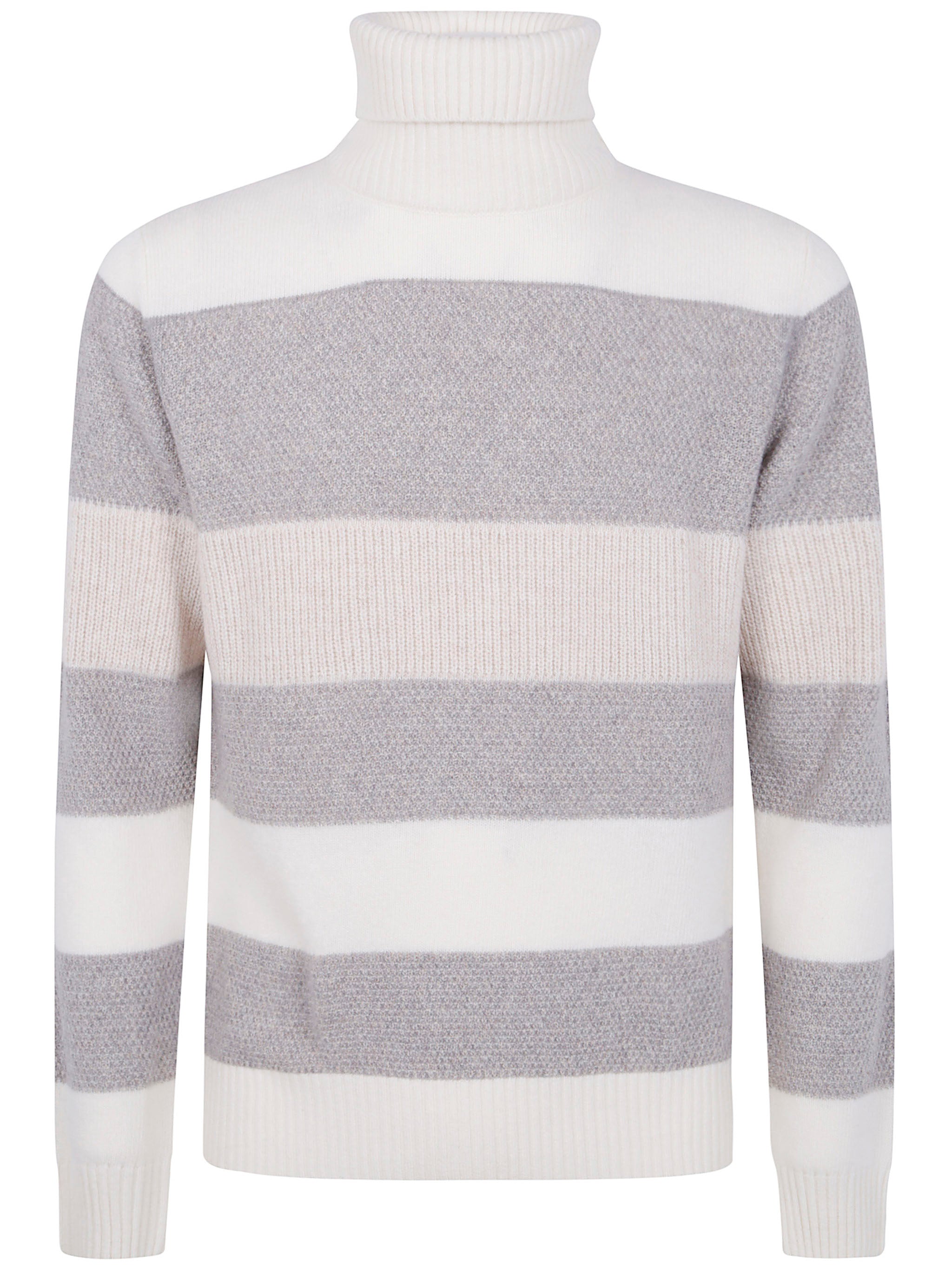 BARBA Napoli Men's Horizontal Stripes Turtle Neck Sweater