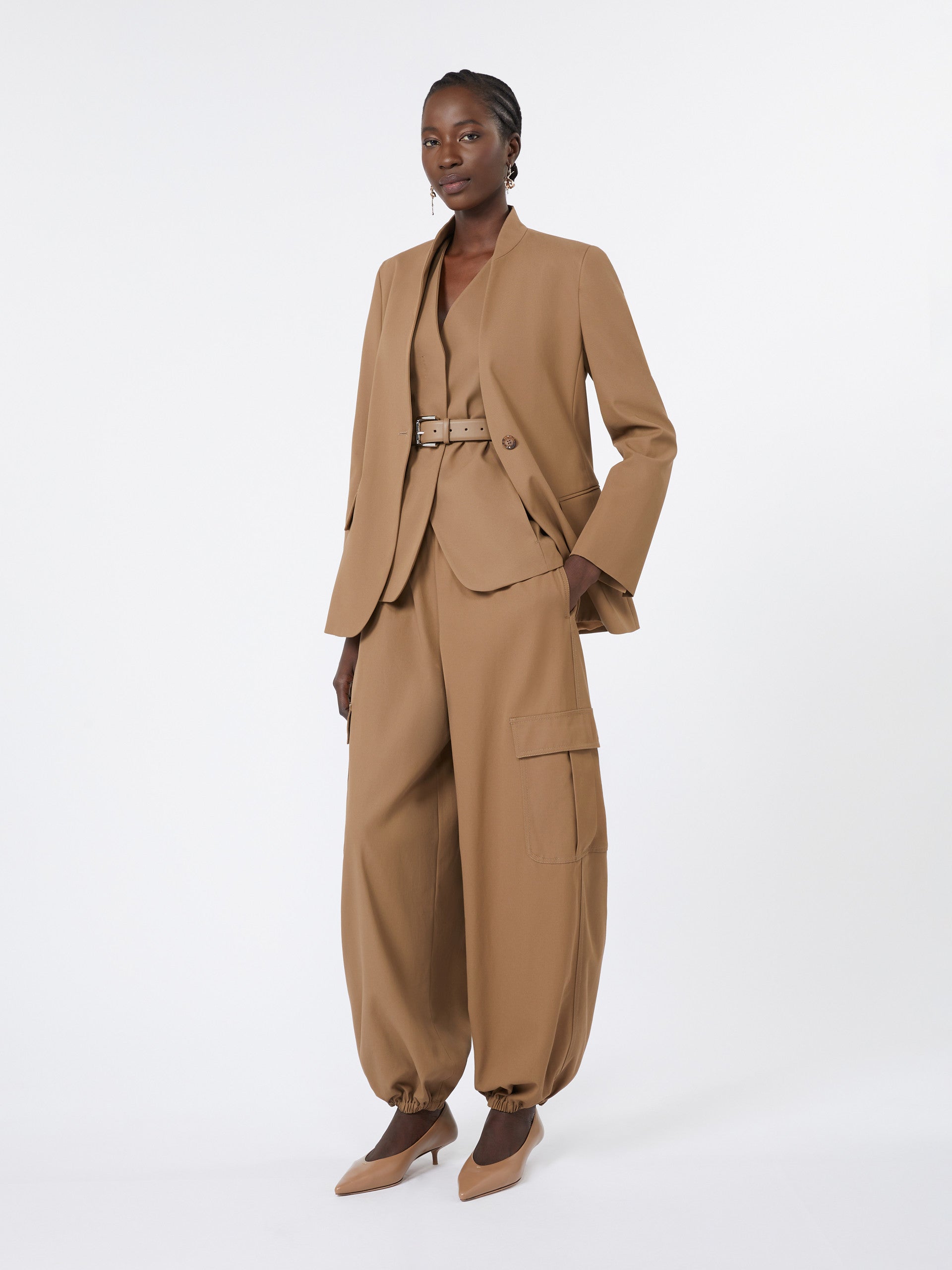 MAX MARA Fluid Cotton Twill Jacket with Stand Collar - FW25
