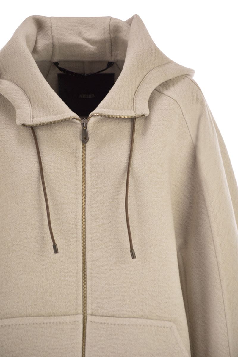 MAX MARA Womens 100% Cashmere Sweatshirt Jacket with Adjustable Hood and Metal Zipper - Size 36