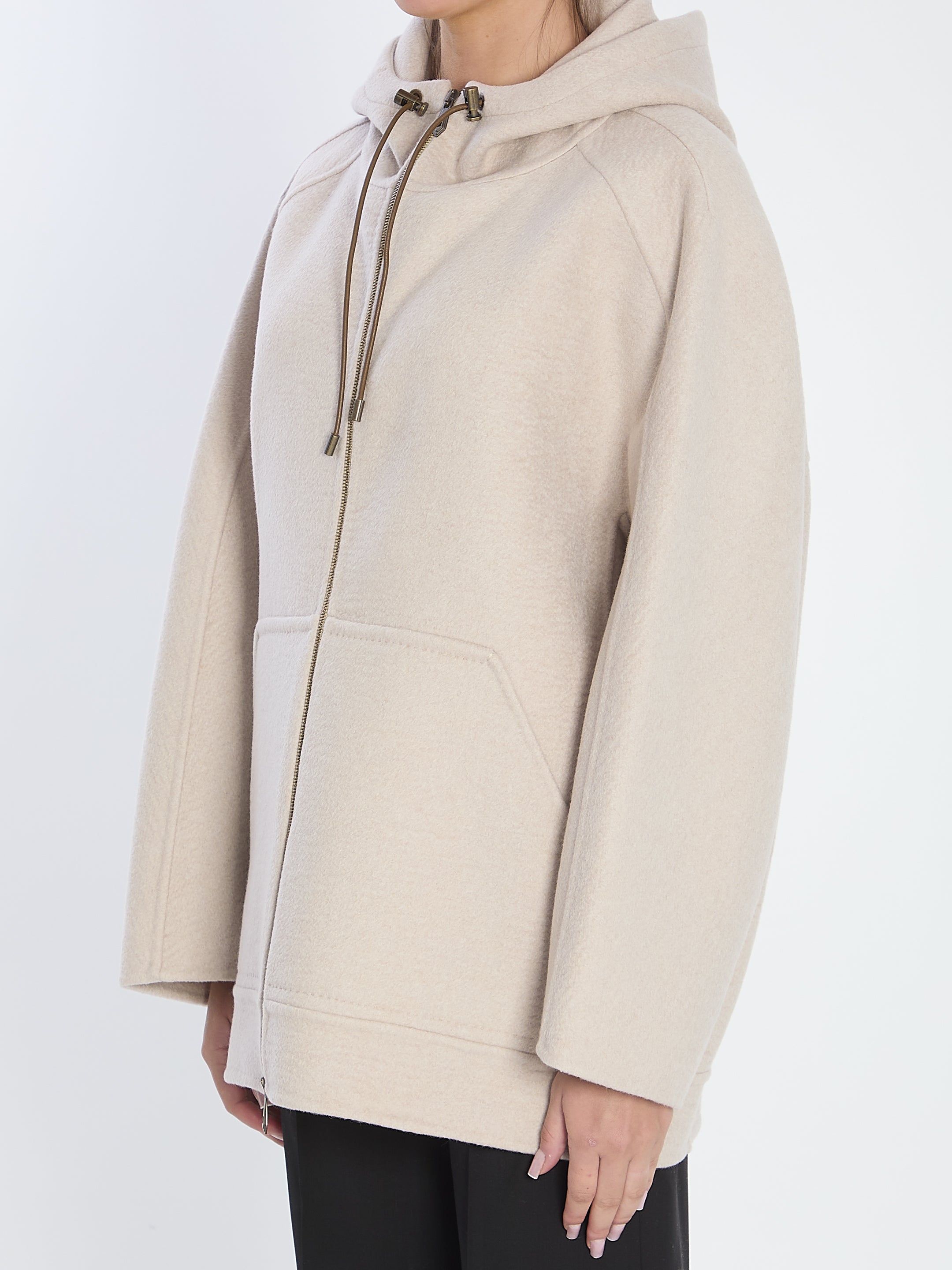 MAX MARA Oversized Cashmere Atelier Jacket with Drawstring Hood - Size 38