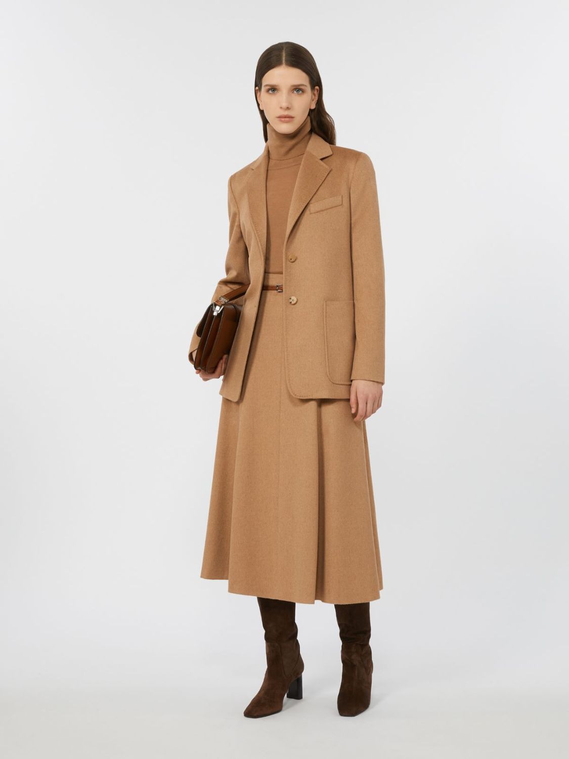 MAX MARA Flared Camel Drap Skirt