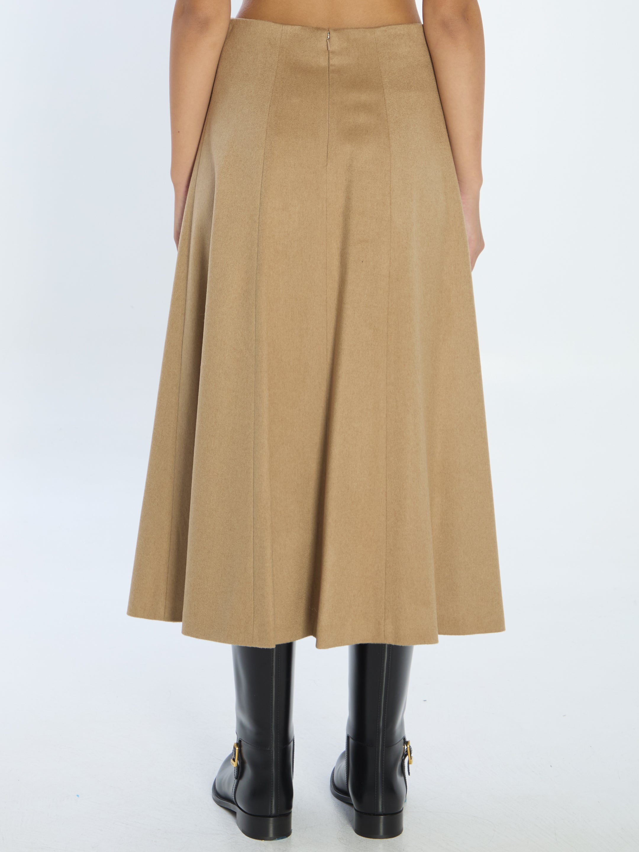 MAX MARA MIDI FULL SKIRT in Luxurious Camel Hair