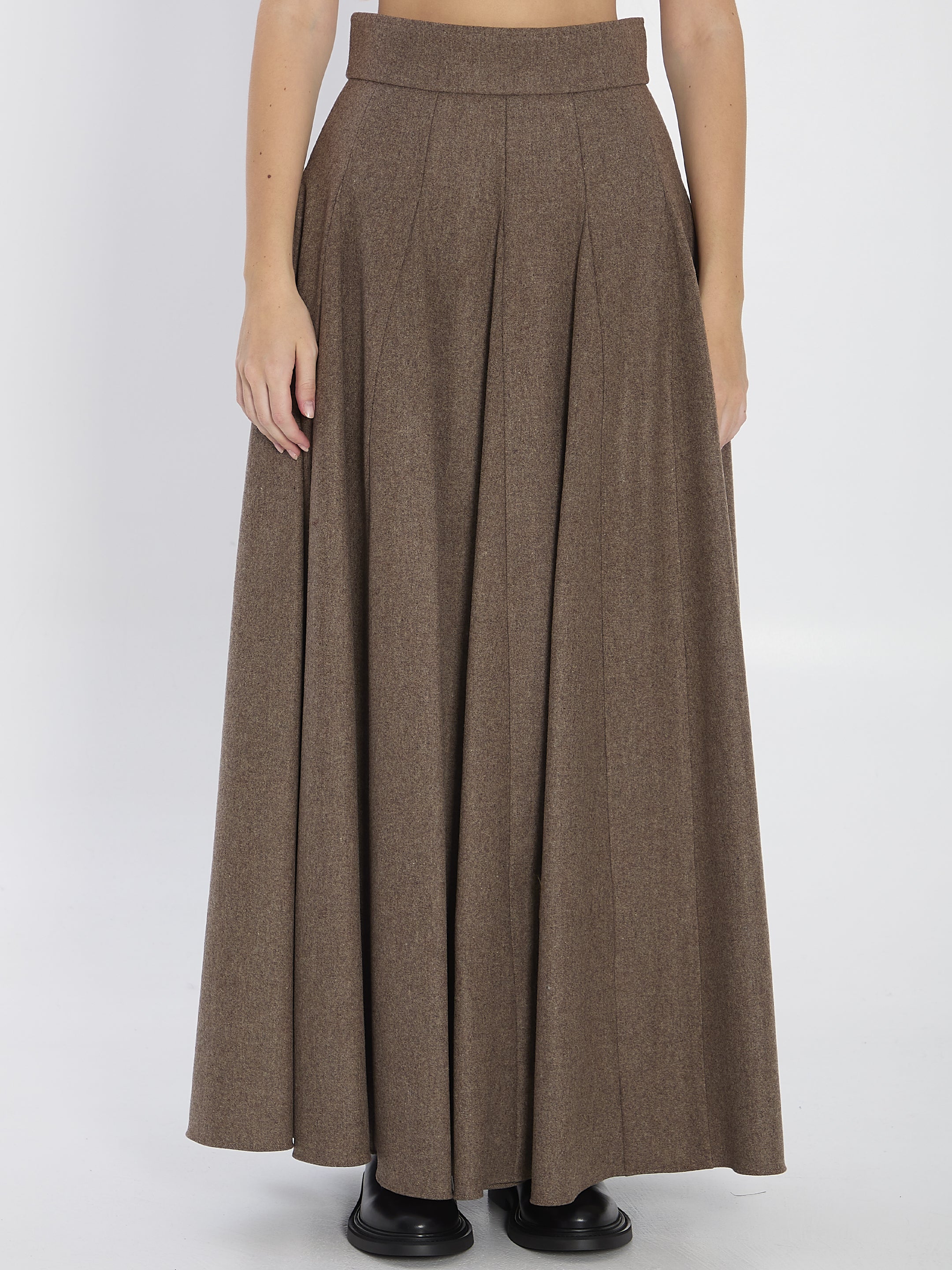 MAX MARA Flared Wool Midi Skirt (Size 40)
