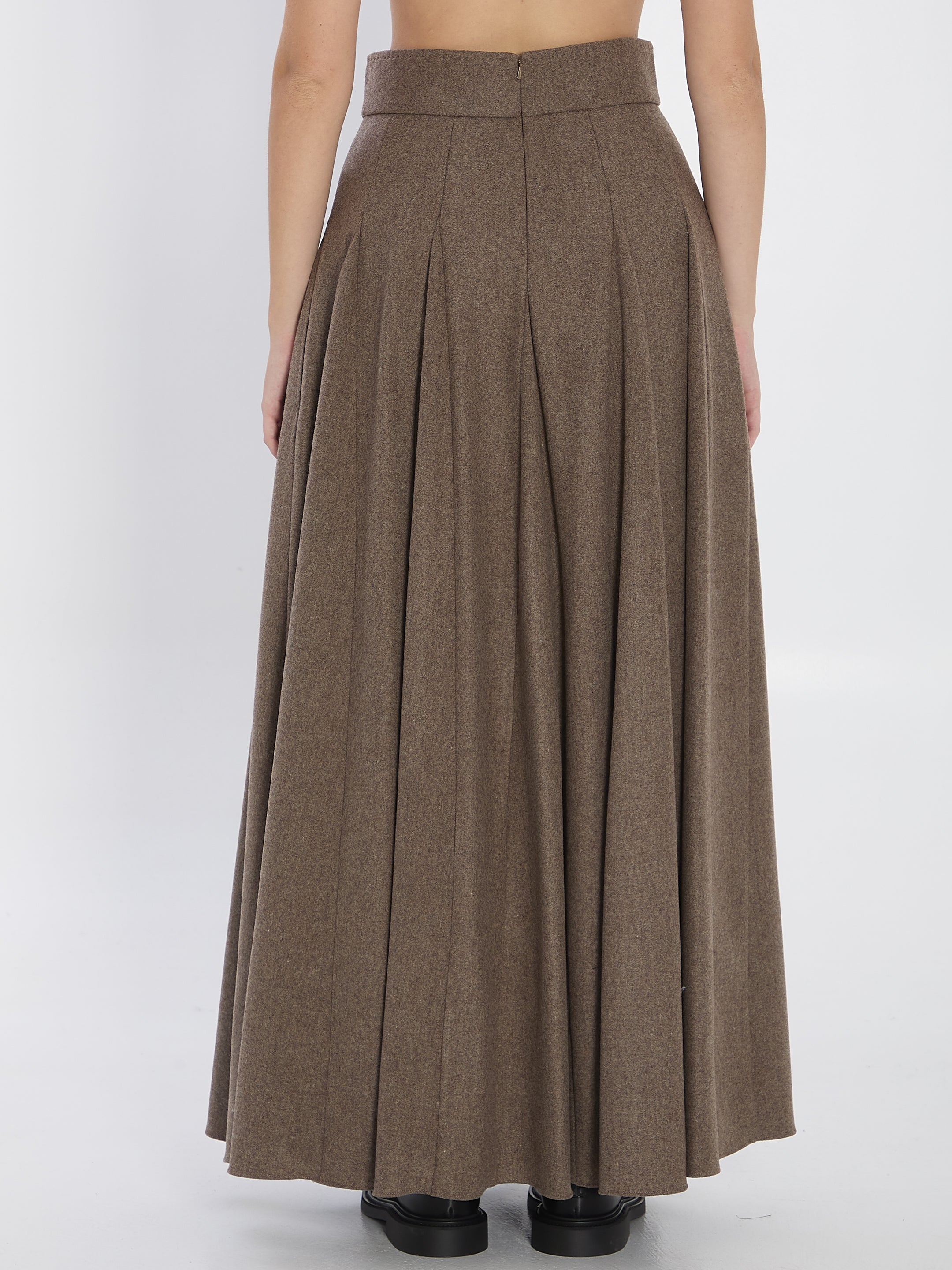 MAX MARA Flared Wool Midi Skirt (Size 40)